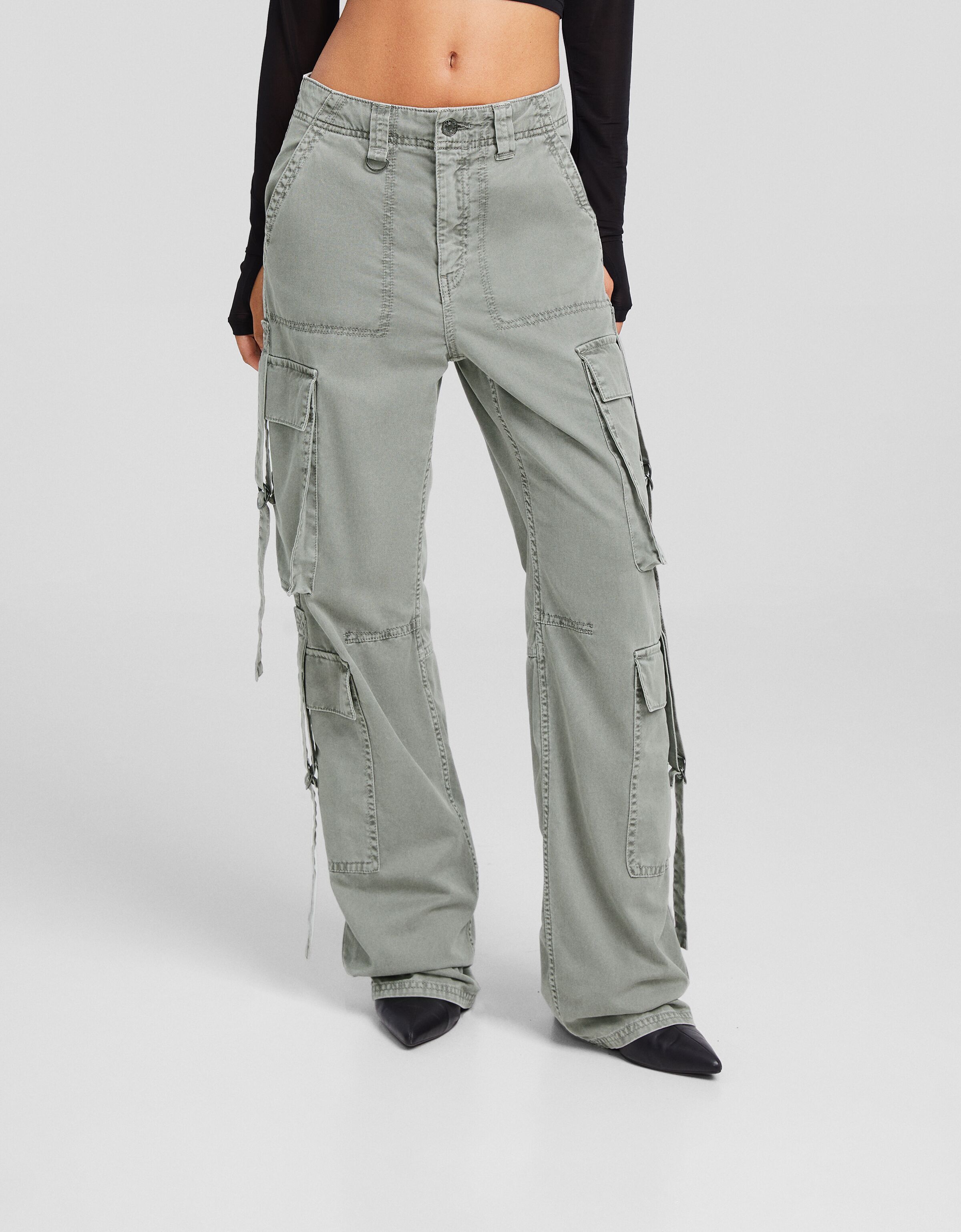 Pantalón cargo algodón tiras