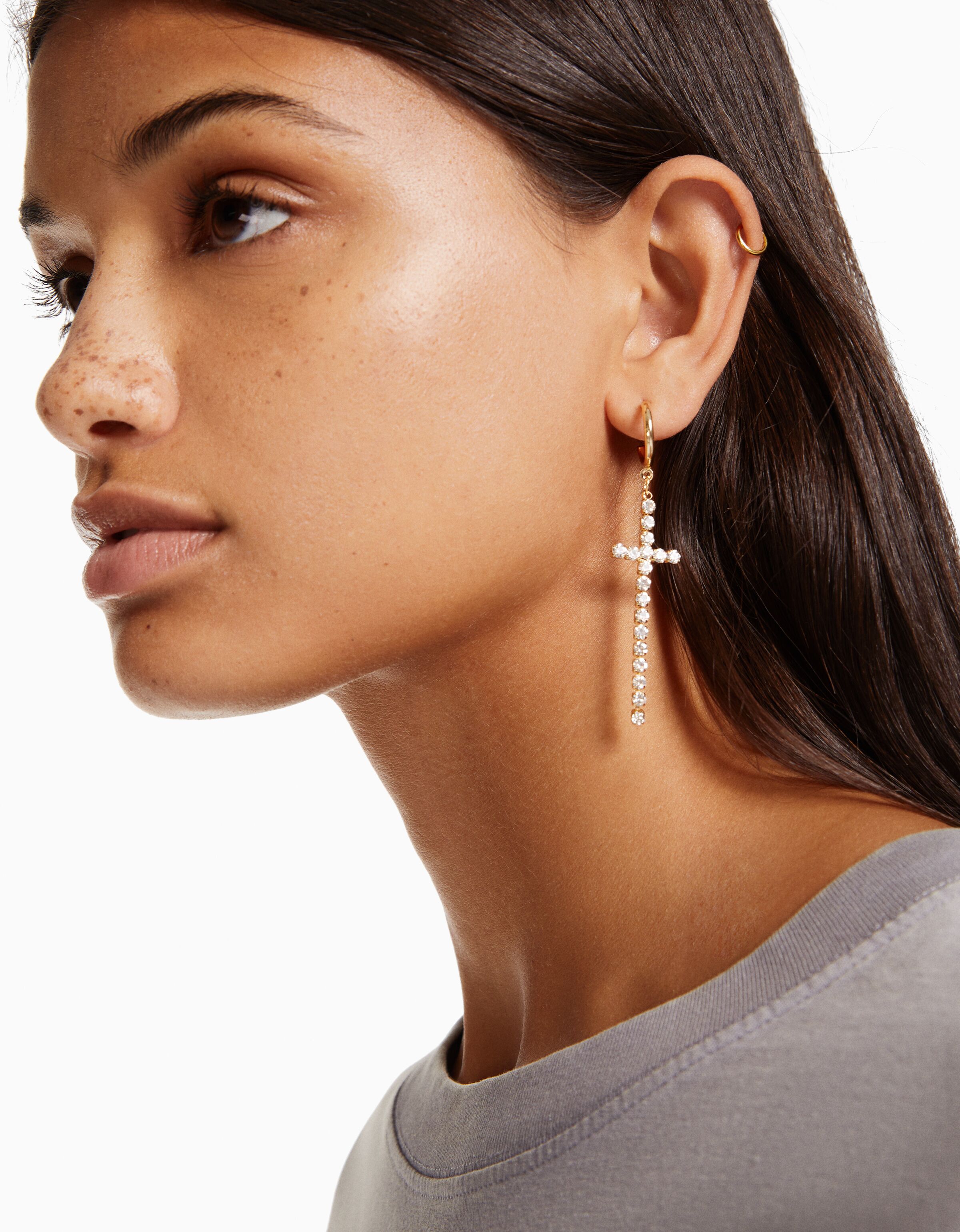 Set 6 pendientes cascada aros pinchos cruz