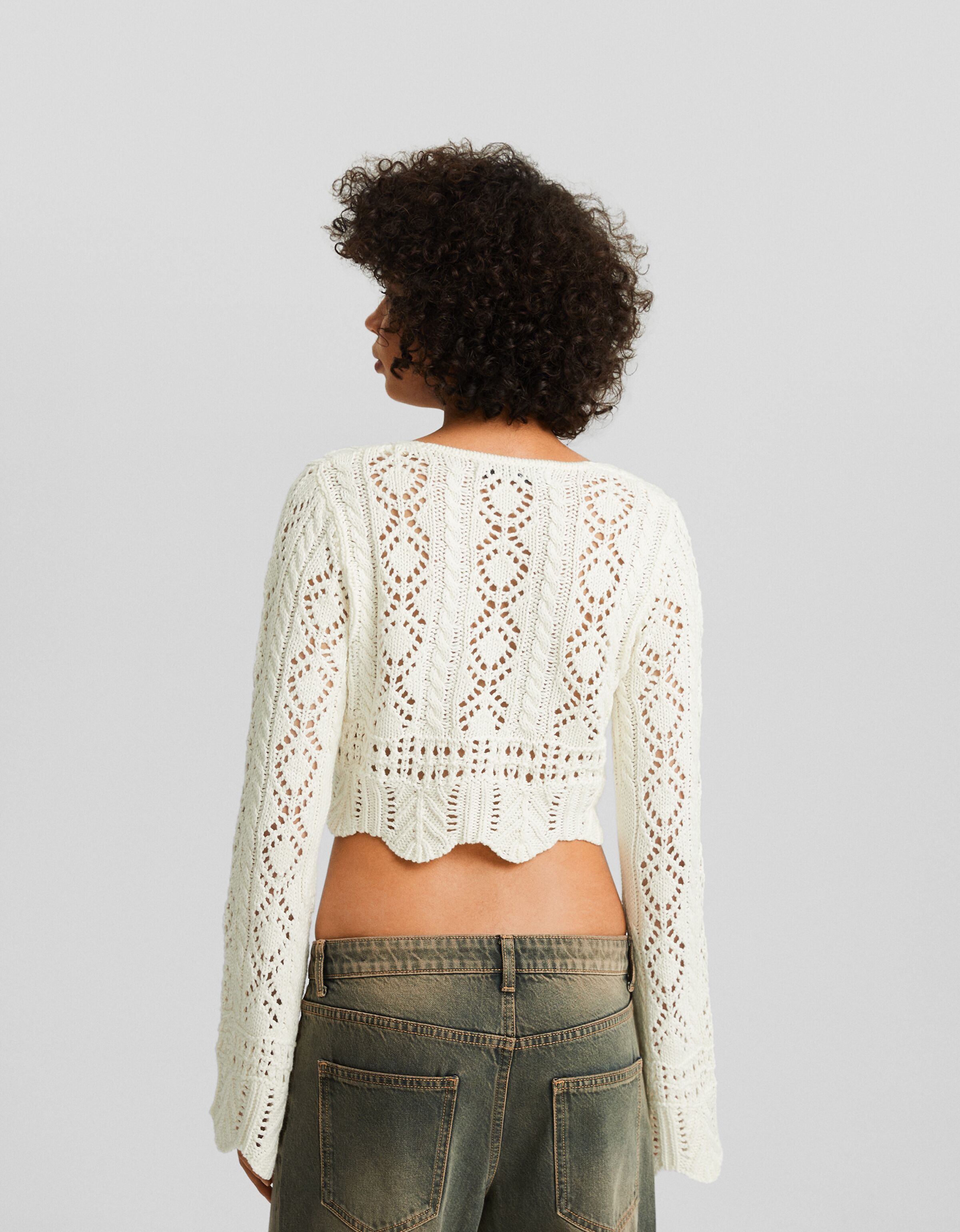 Cárdigan calados frunce