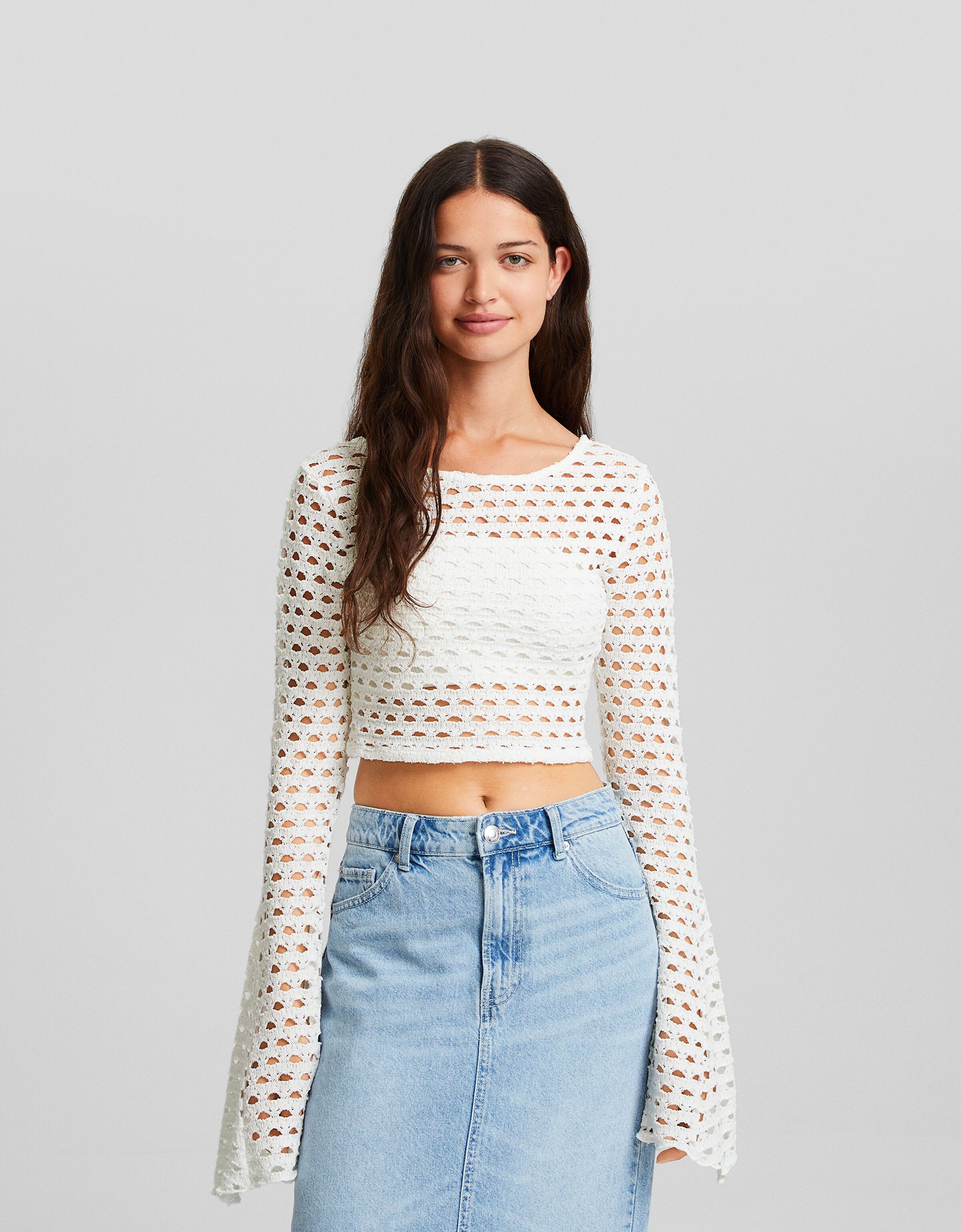 Jersey cropped manga campana
