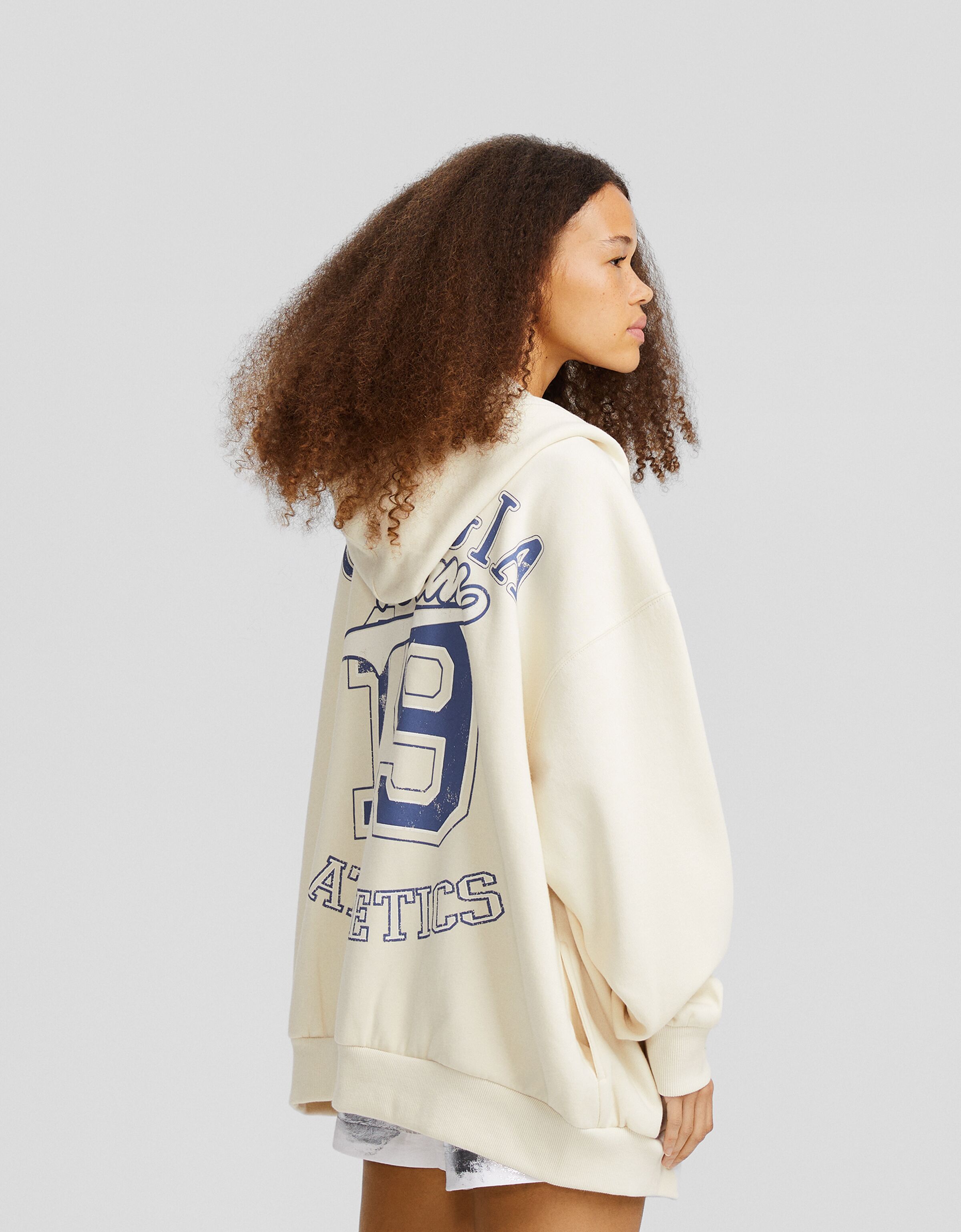 Sudadera cremallera capucha oversize print