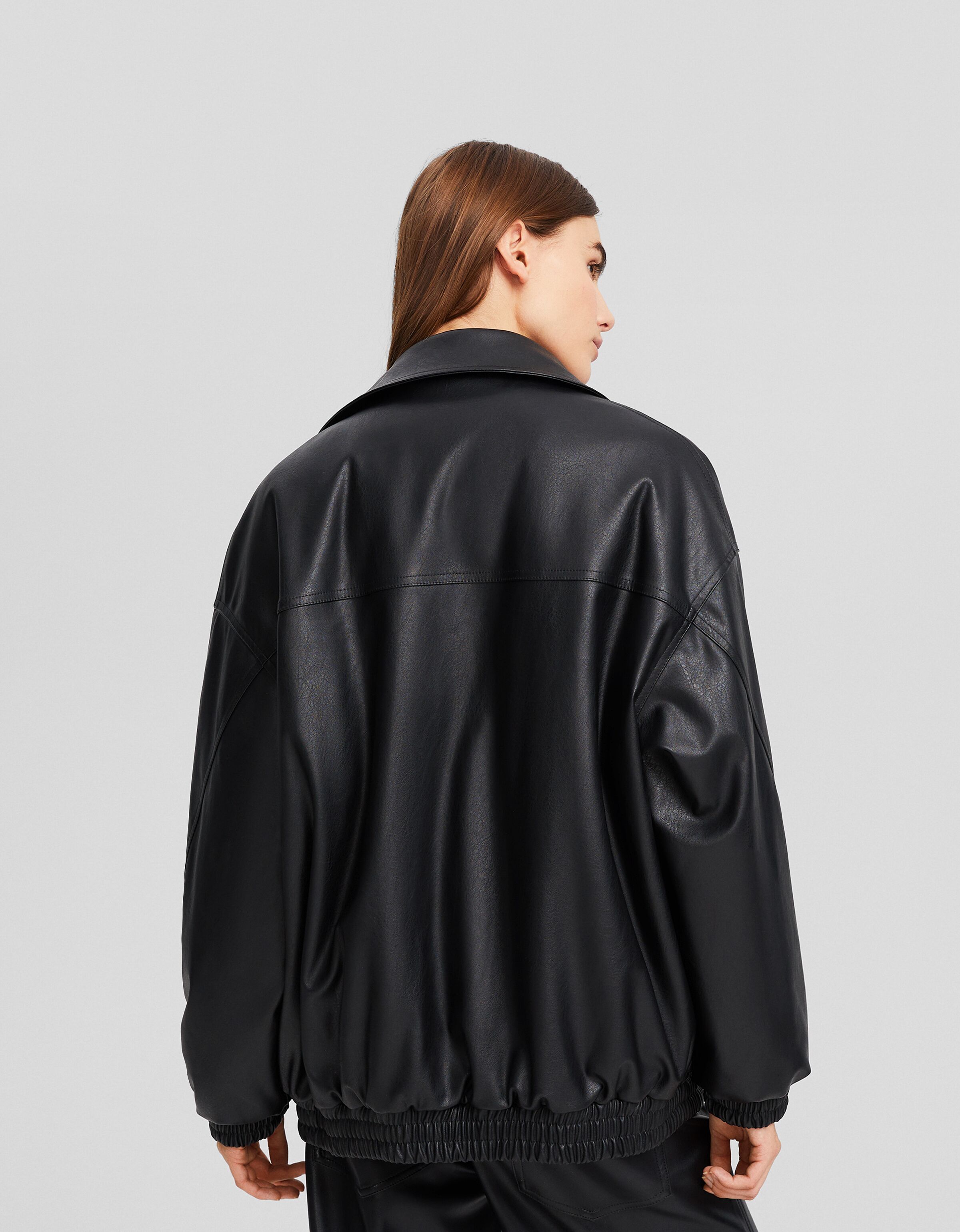 Cazadora oversize dad fit efecto piel