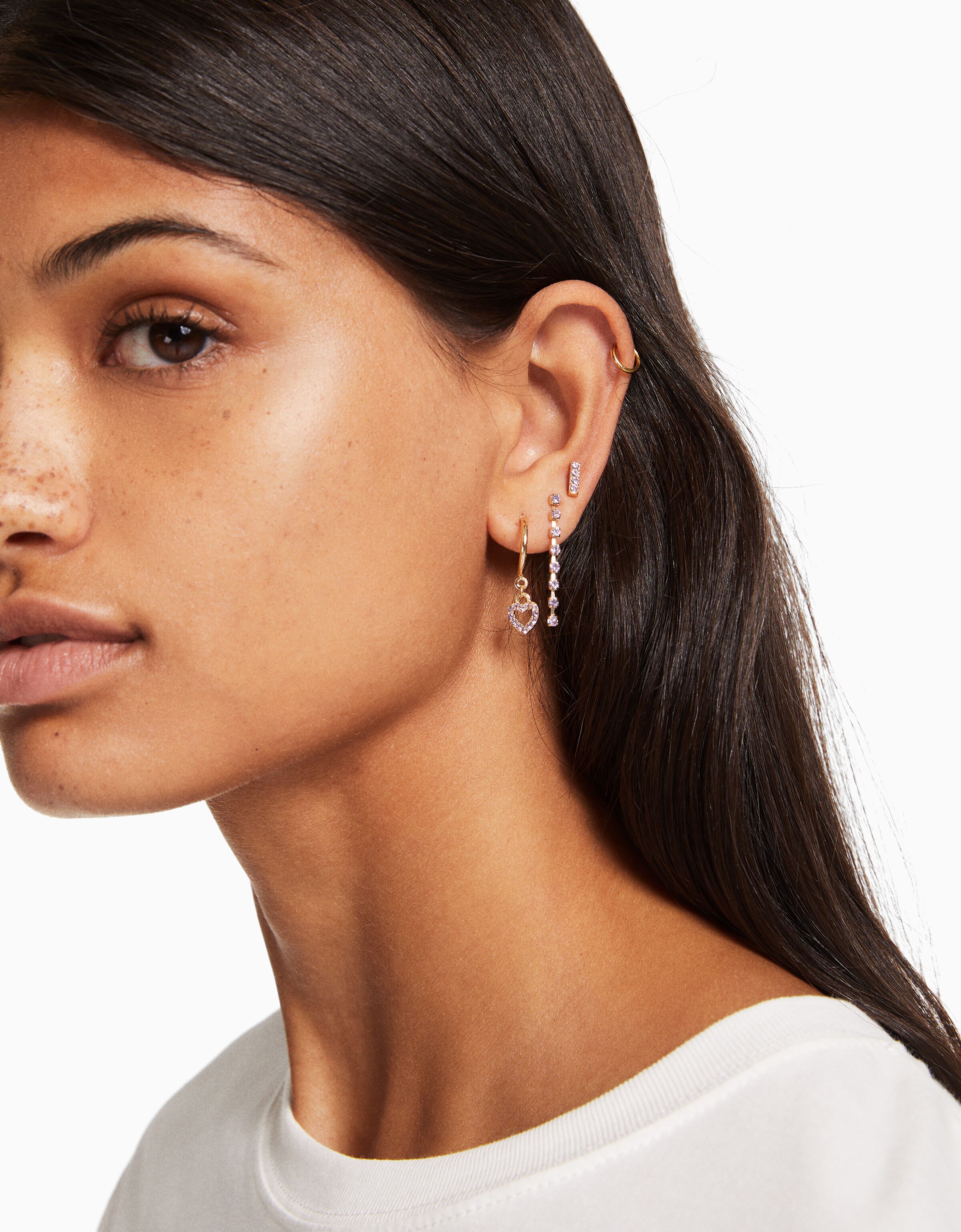 Set 9 pendientes aros pedrería