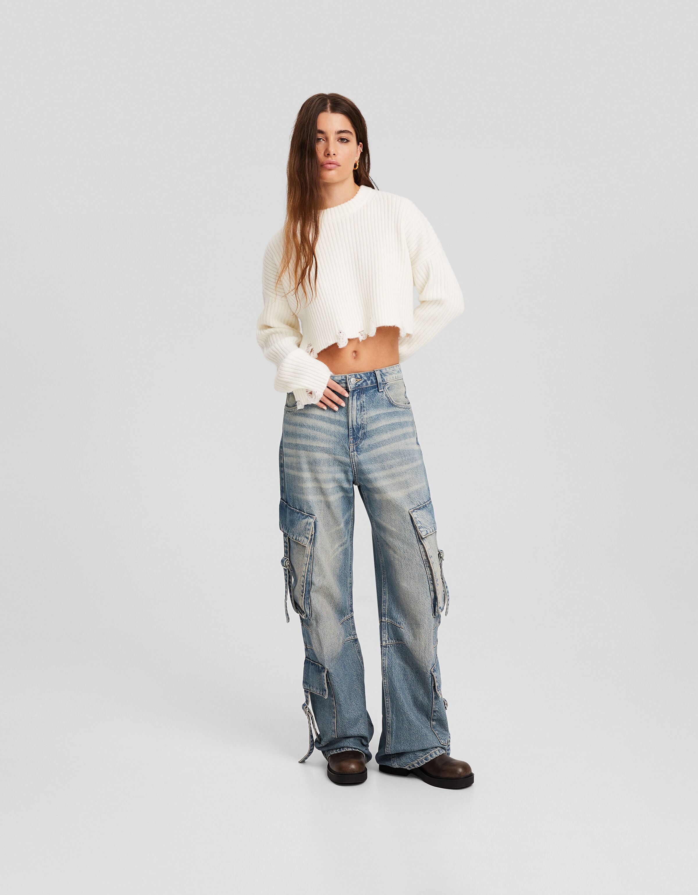 Jeans baggy cargo tiras