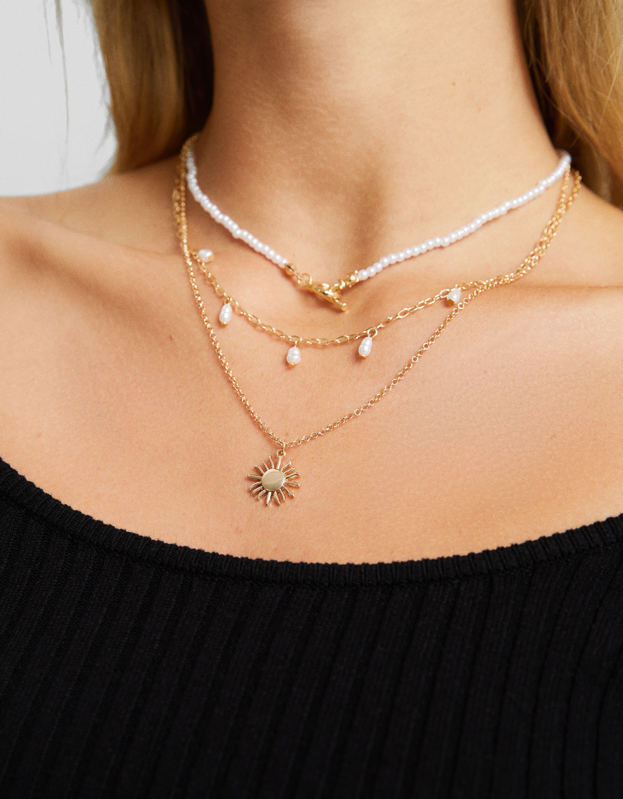 Set 4 collares perlas estrella