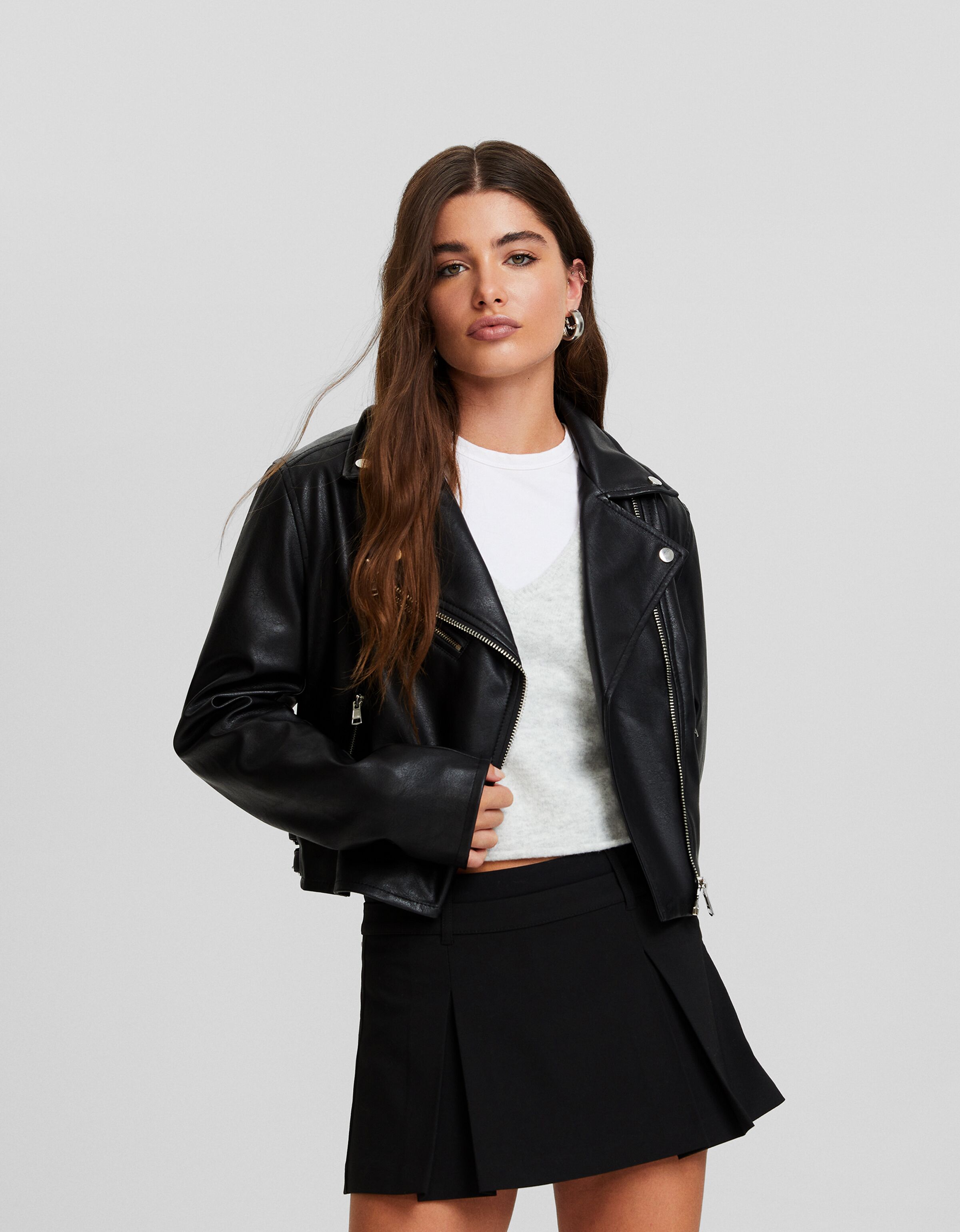 Cazadora biker efecto piel