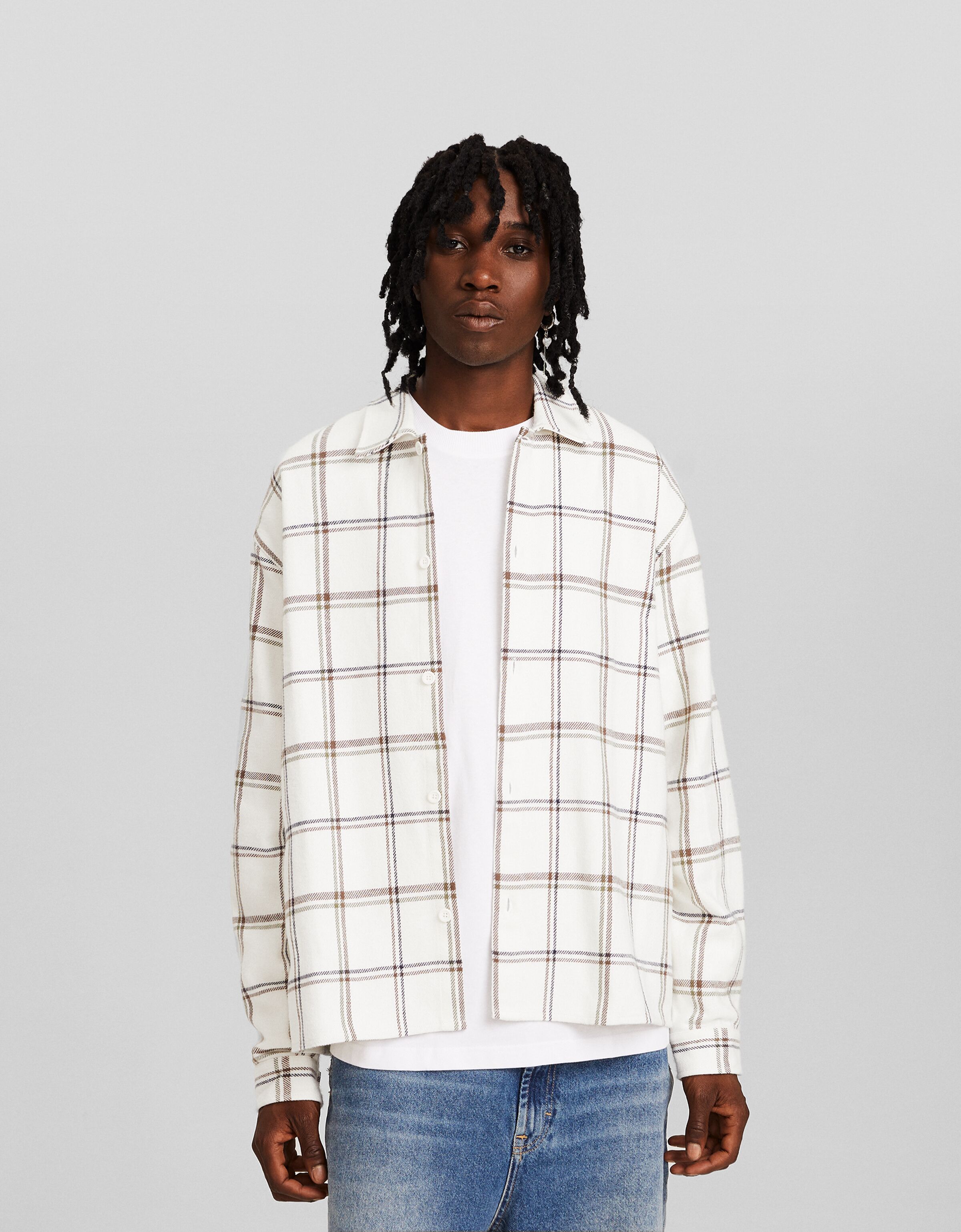 Sobrecamisa manga larga boxy fit cuadros