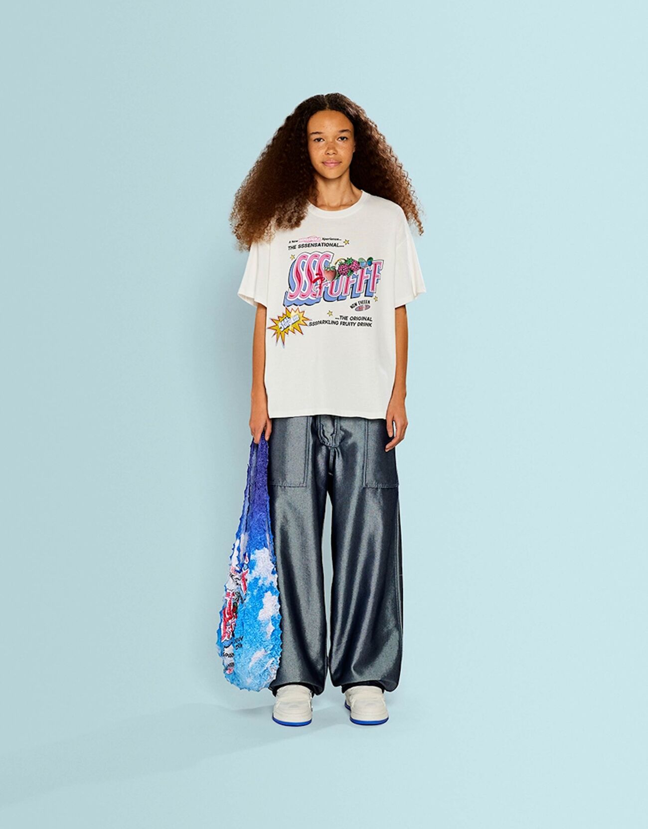 Camiseta SSSTUFFF X BERSHKA manga corta oversize print multitextura