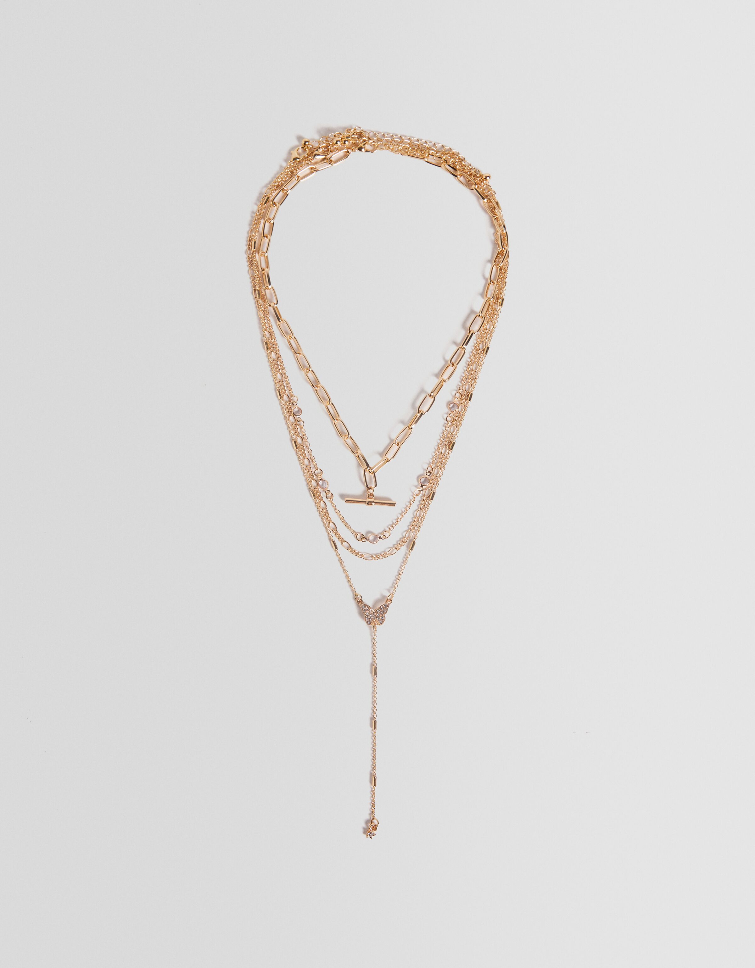 Set 4 collares cadena colgante