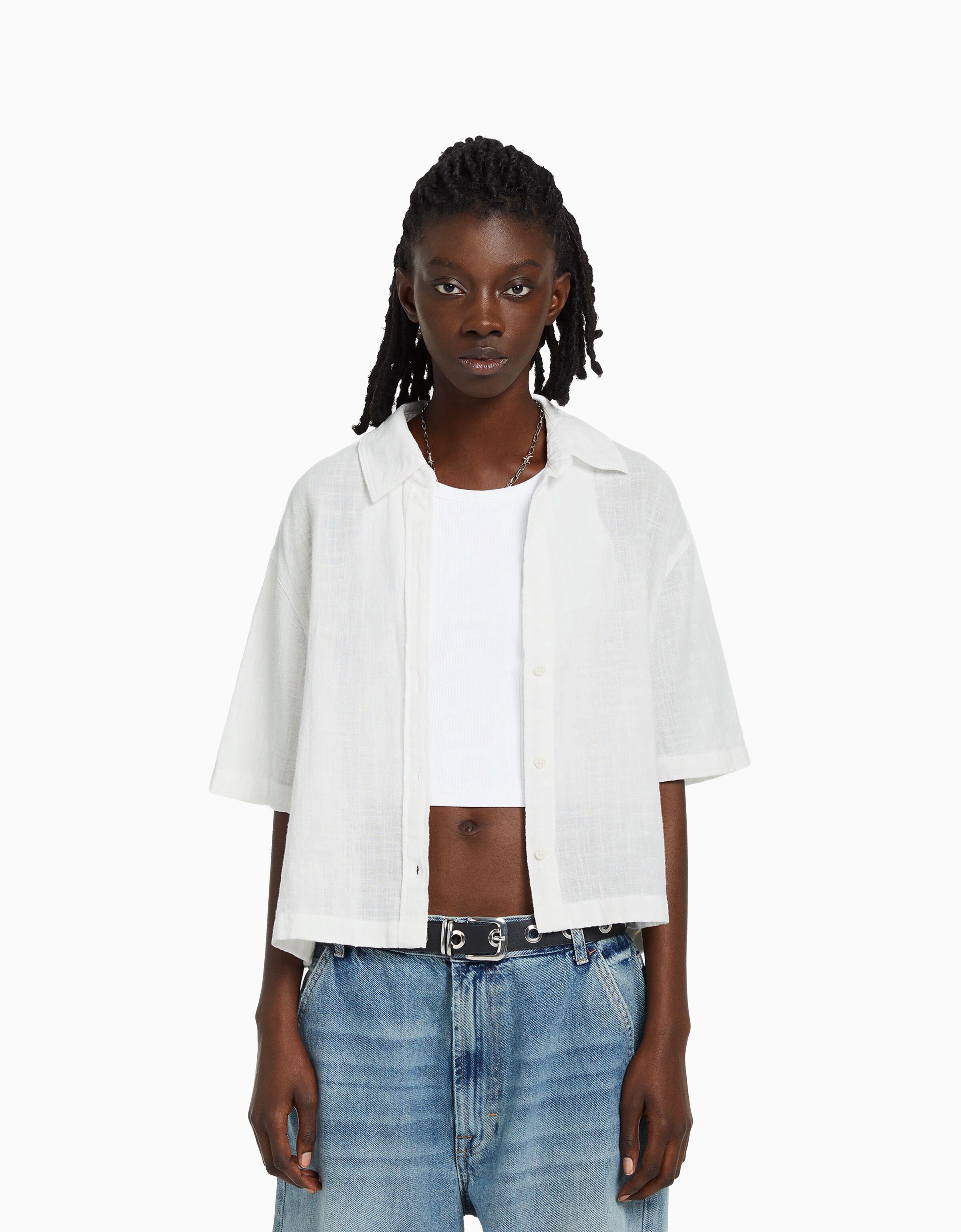 Camisa manga corta estructura rústica