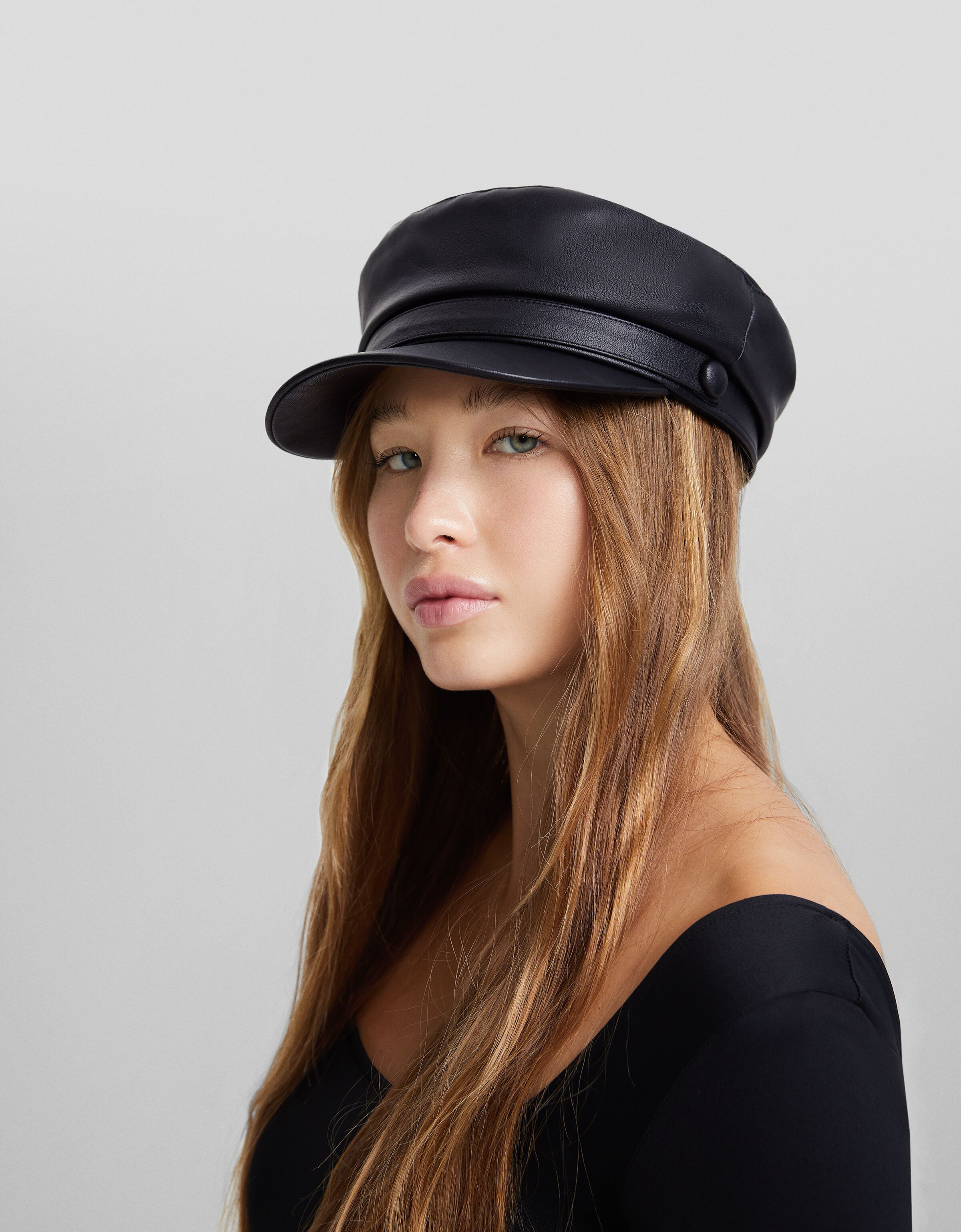 Gorra baker boy efecto piel