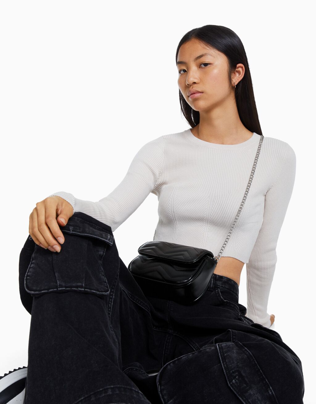 Bolso bandolera acolchada efecto piel