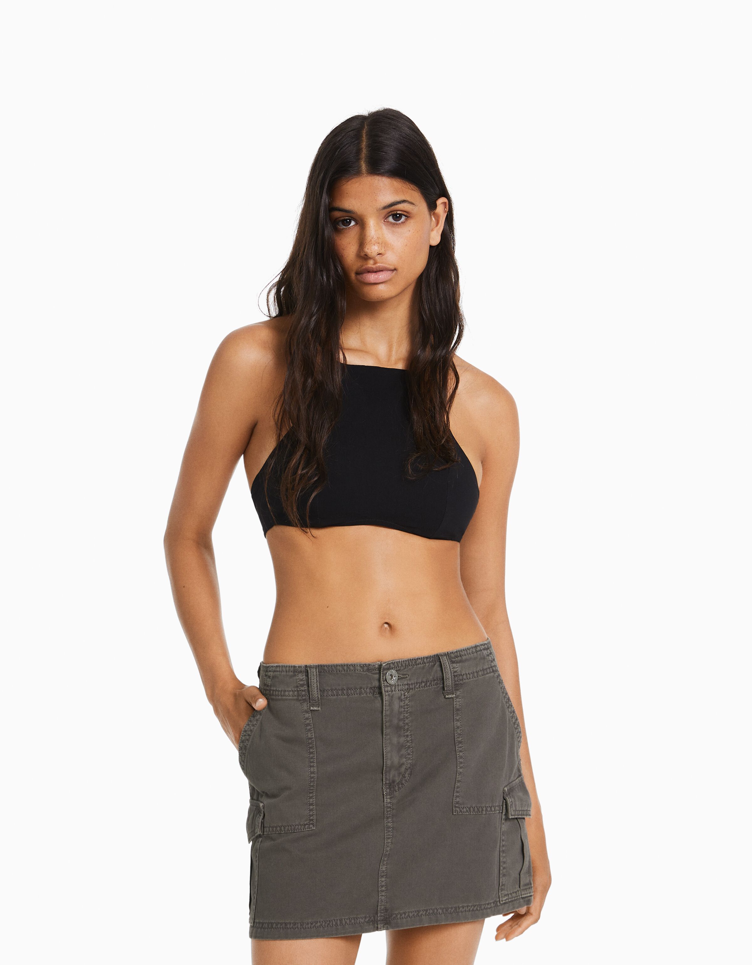 Falda mini algodón cargo