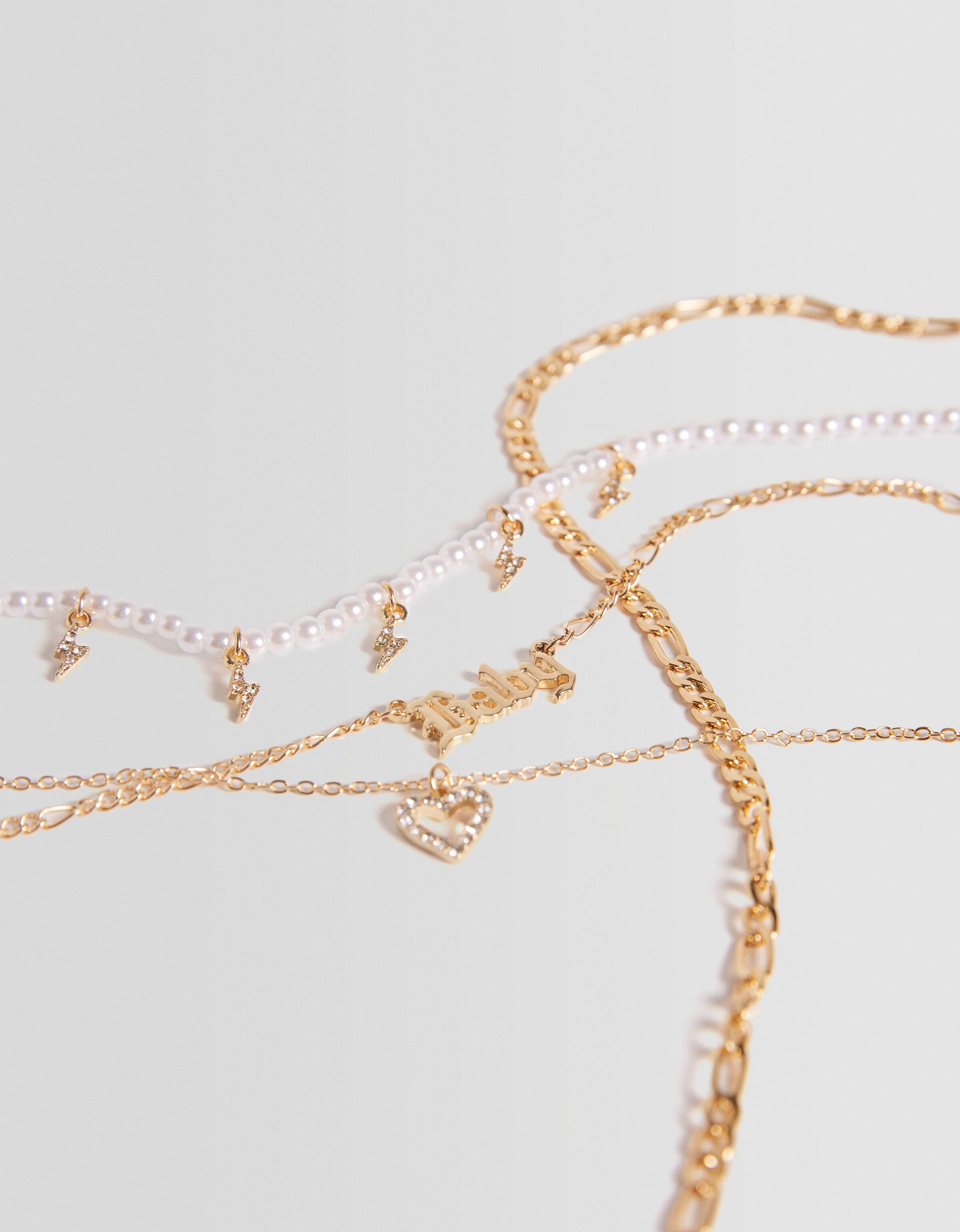 Set 4 collares corazón pedrería