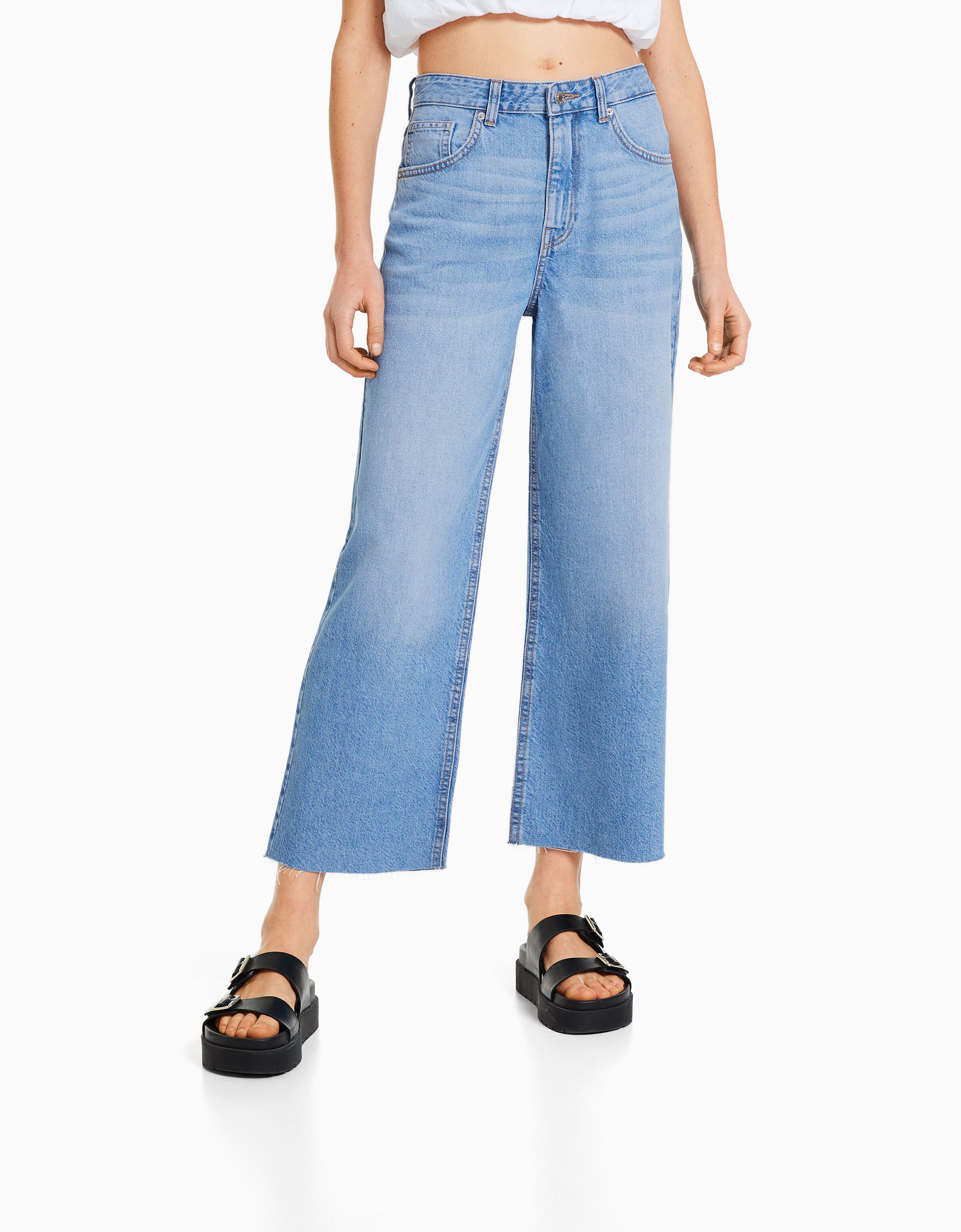Jeans wide leg cropped