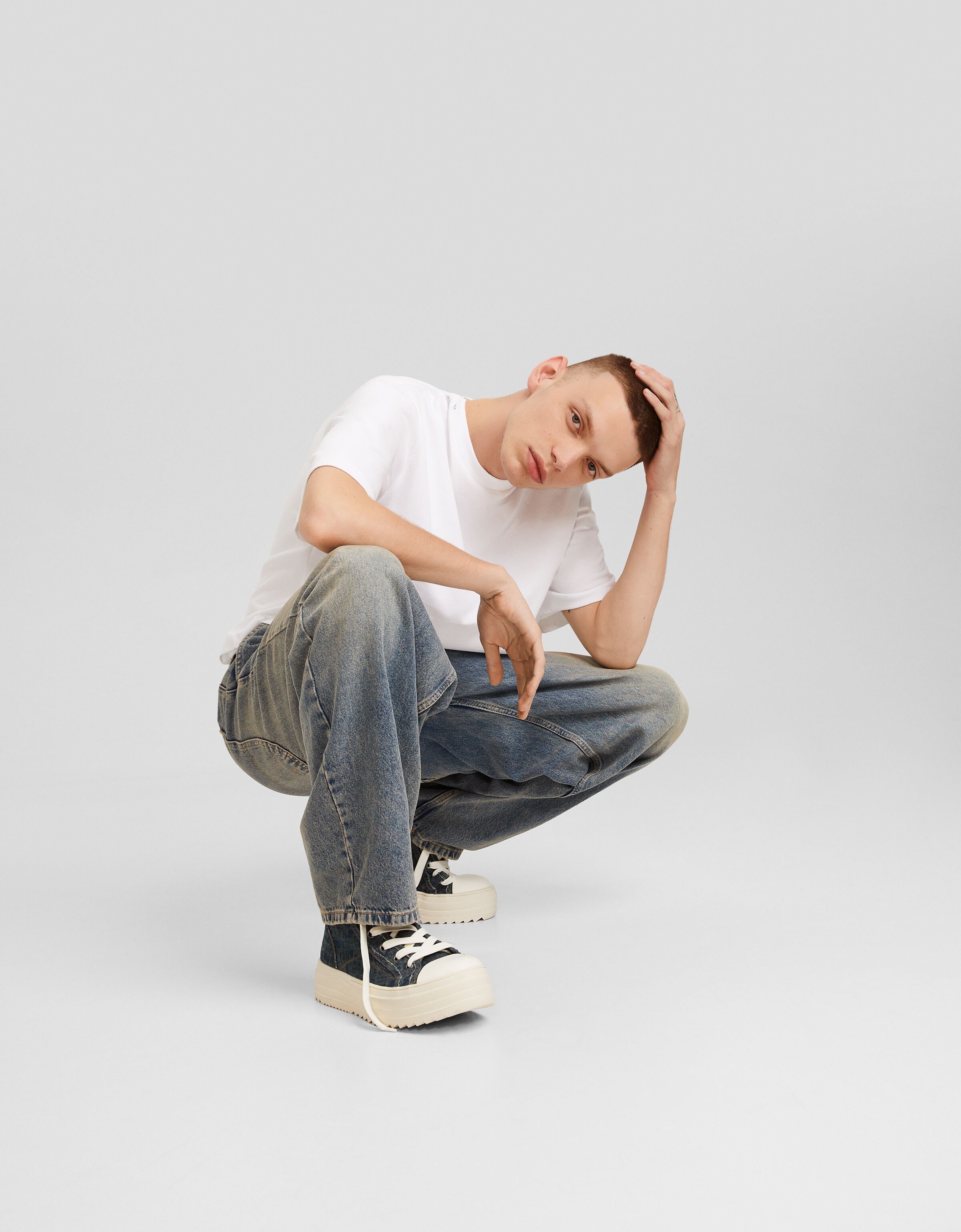 Zapatillas abotinadas denim hombre