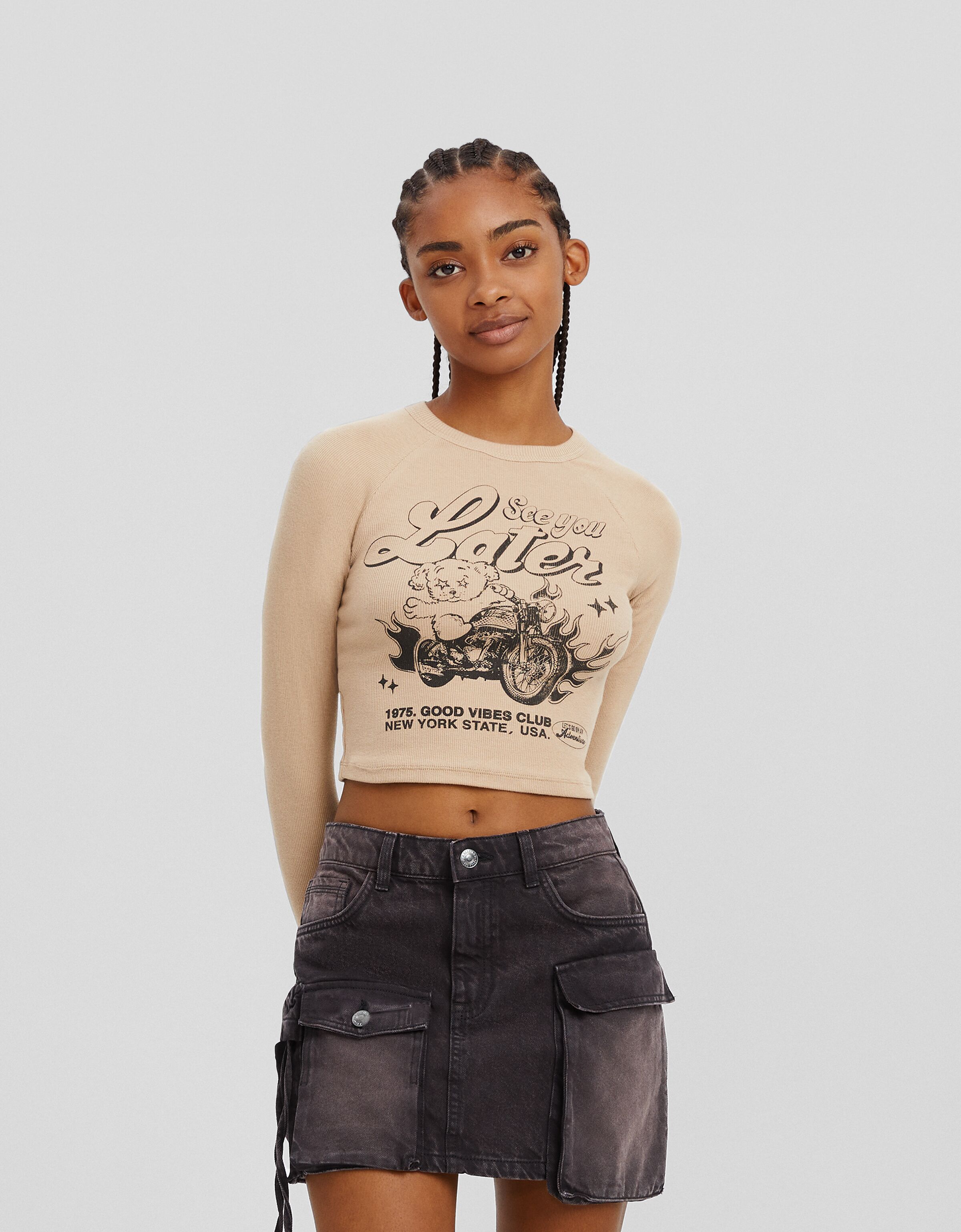 Falda mini sarga multipocket