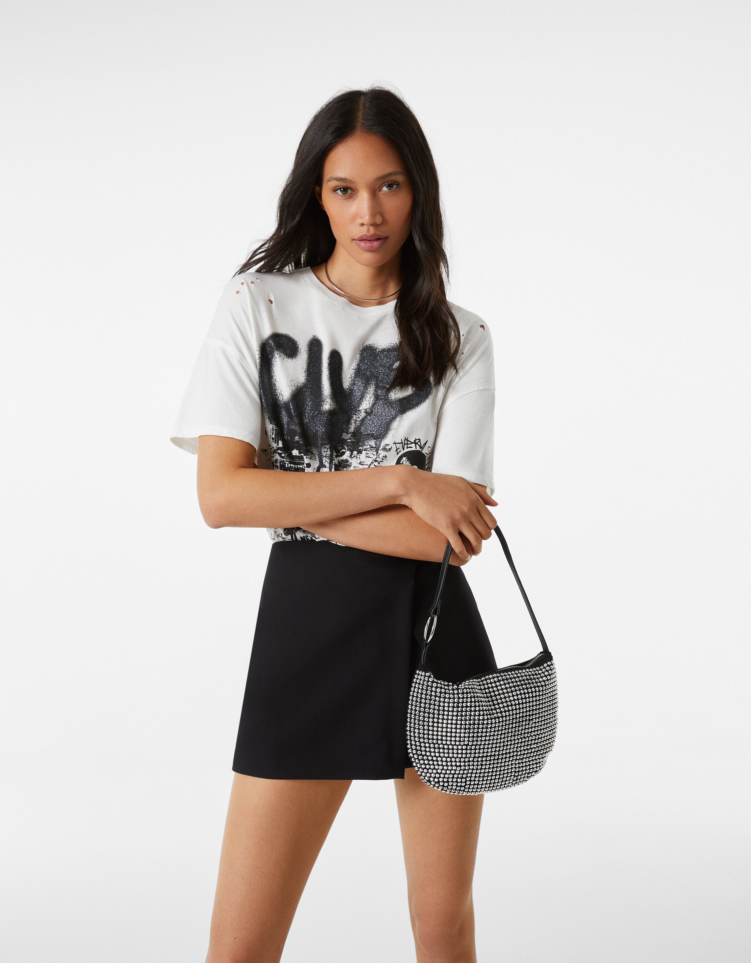 Bolso de hombro strass