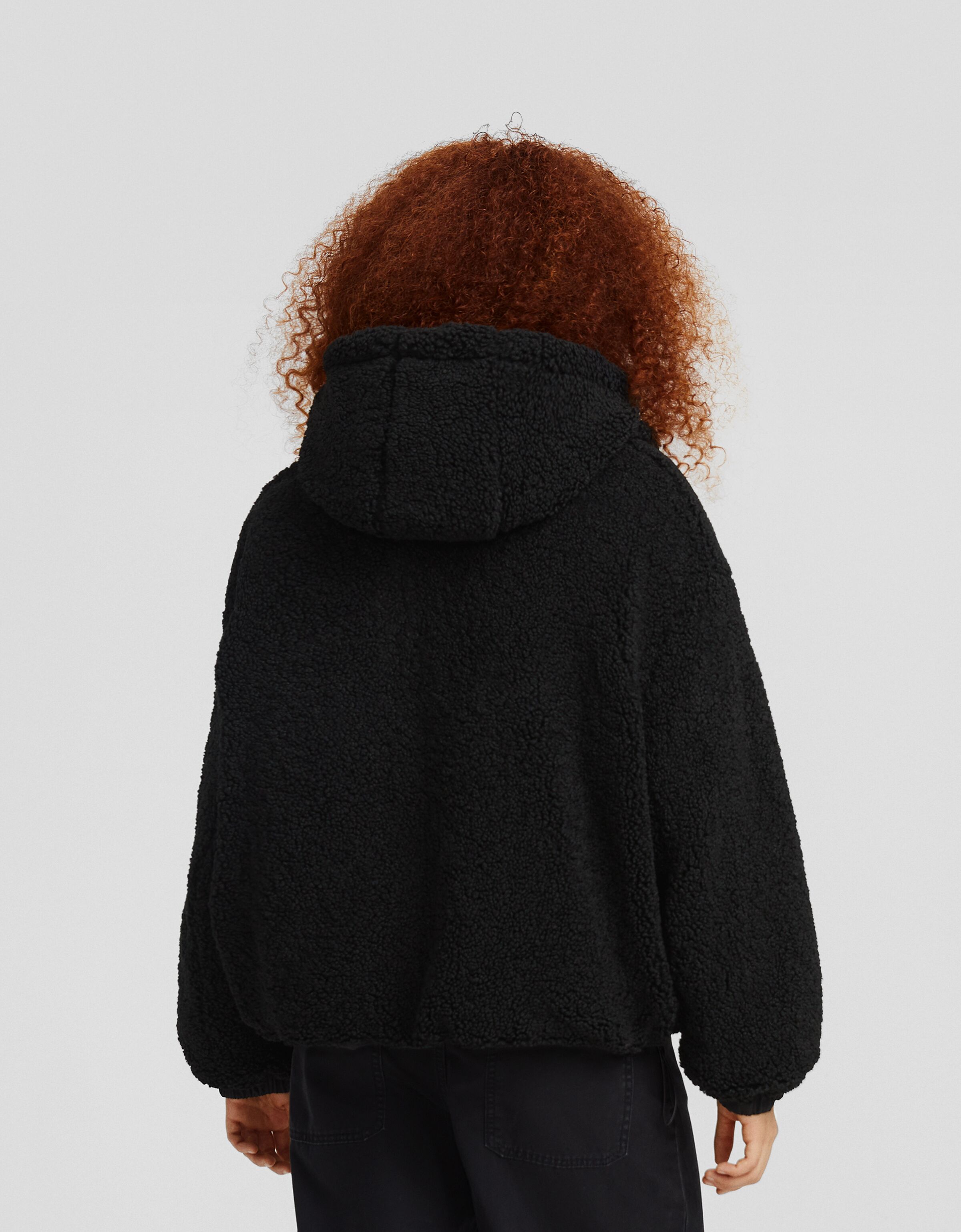 Cazadora capucha reversible borreguillo con nylon