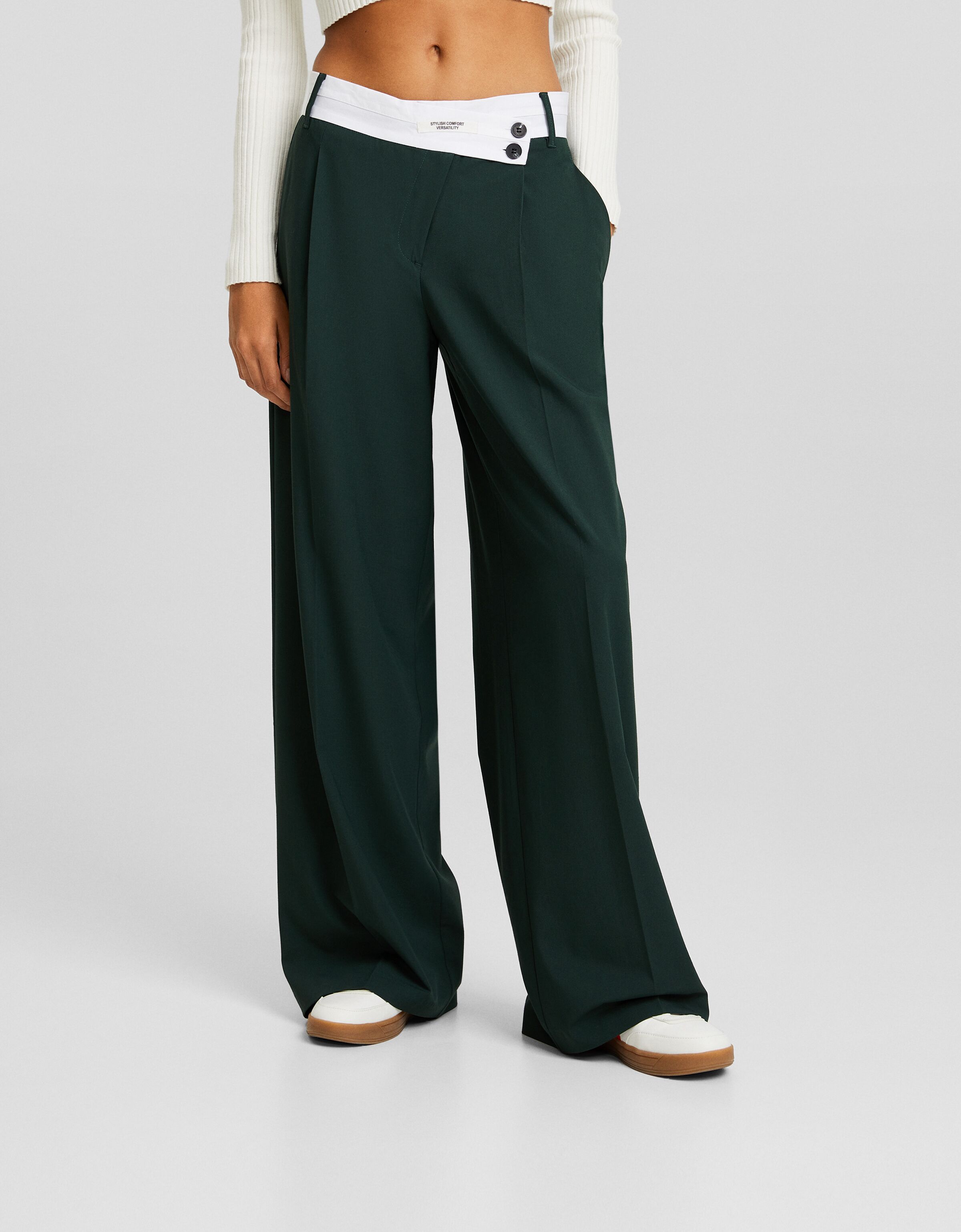 Pantalón dad fit tailoring cintura contraste