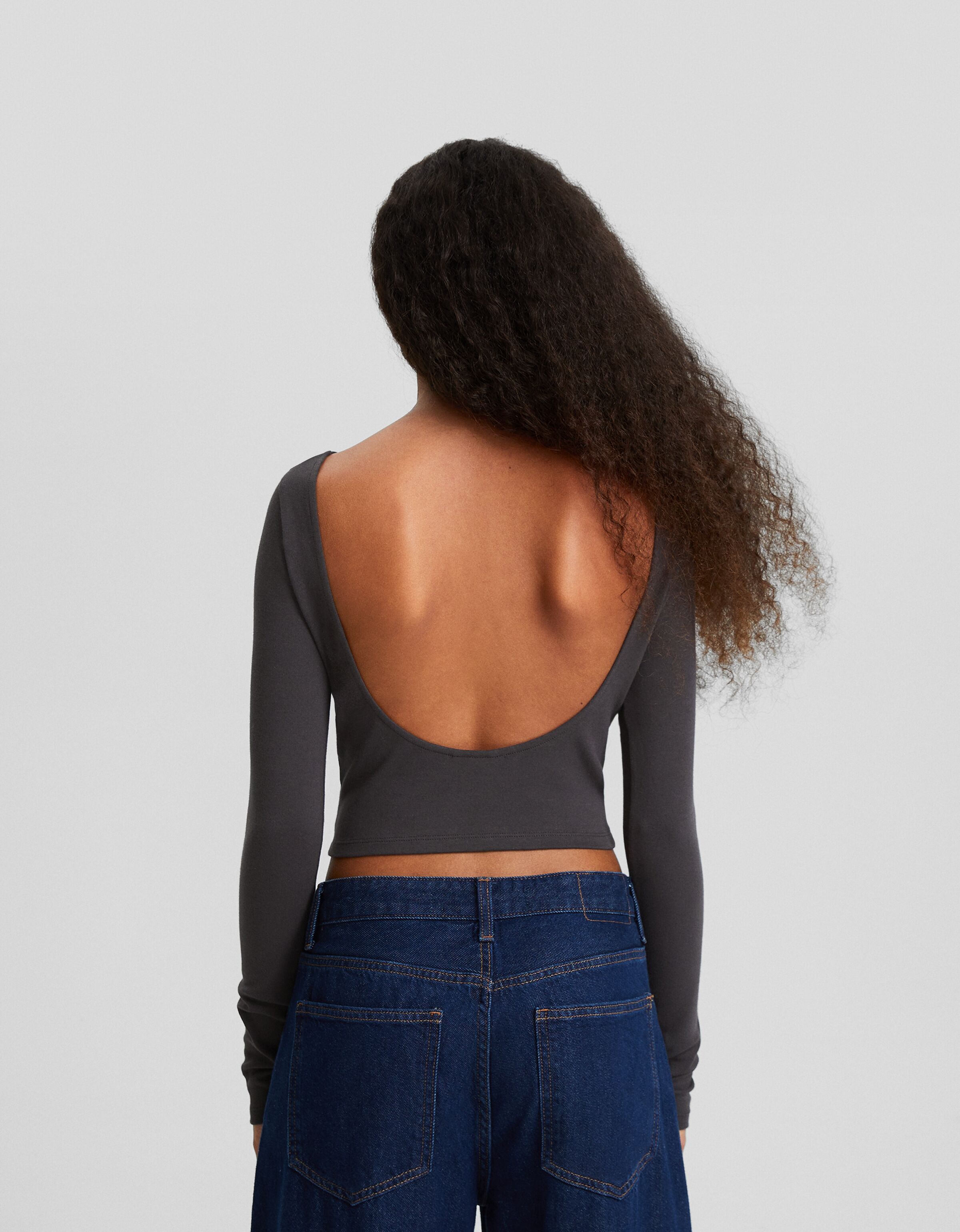 Camiseta Nirvana manga larga espalda descubierta print