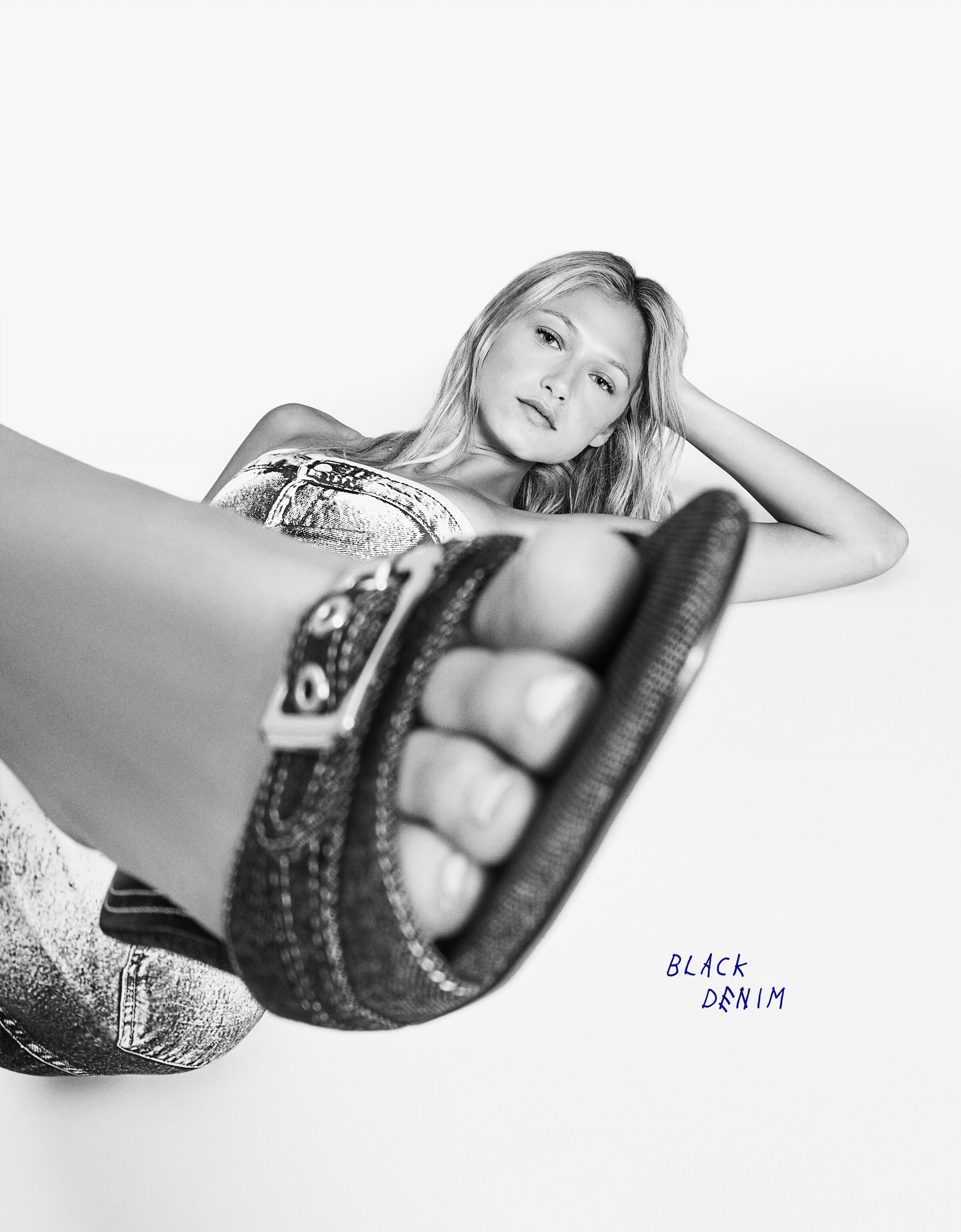 Sandalia tacón denim