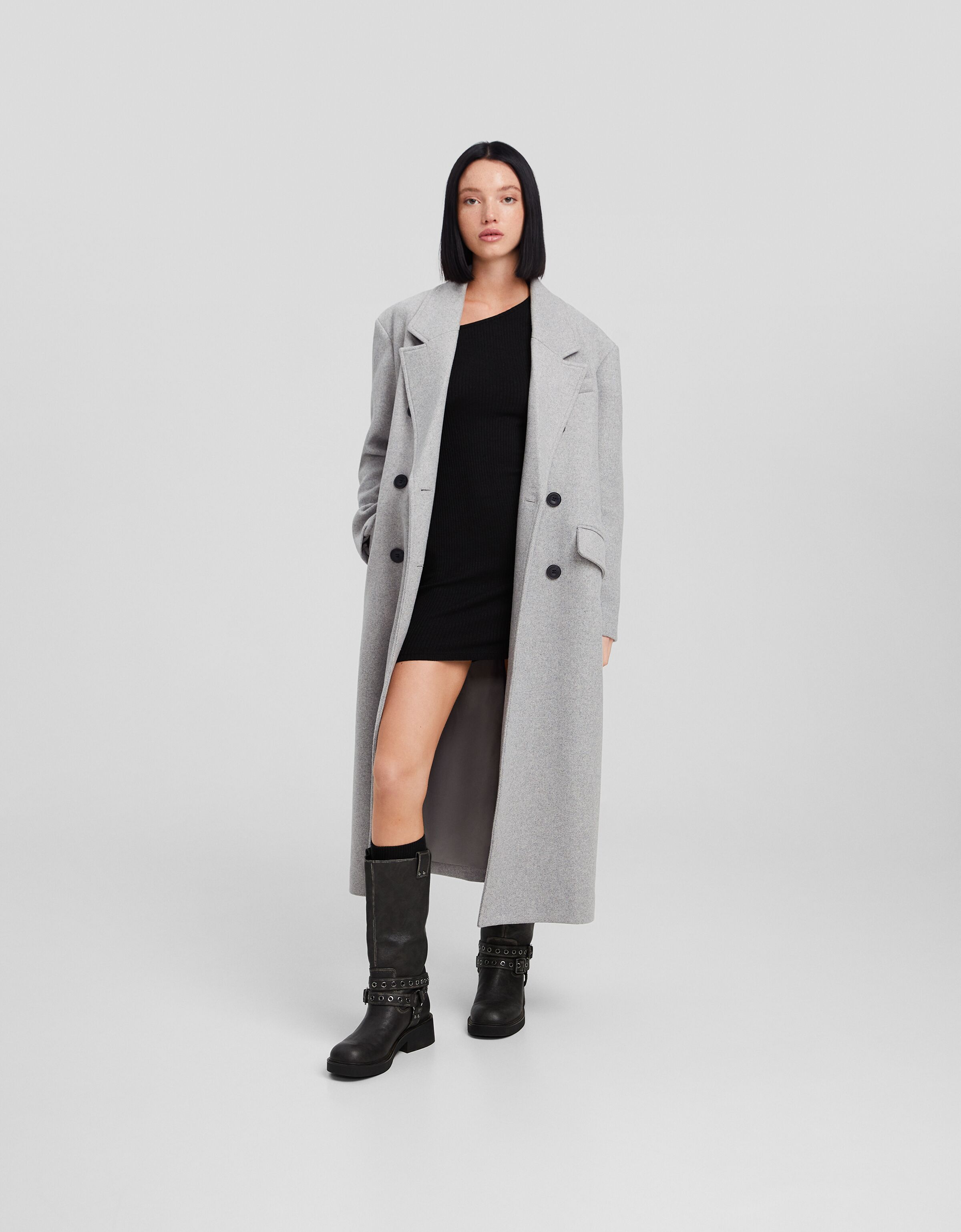 Abrigo largo con lana