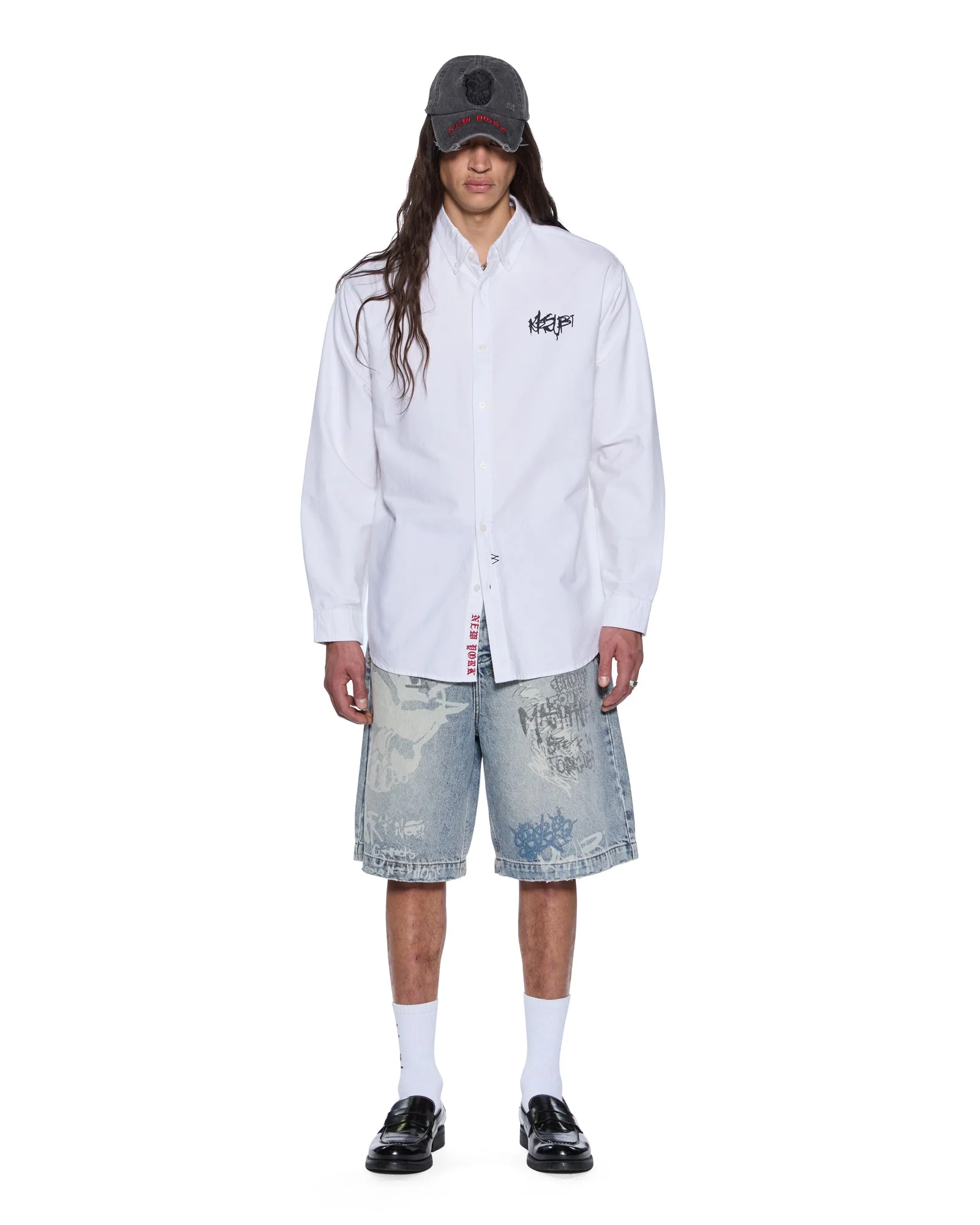 GRAFFITI ANTI BUTTON DOWN LS SHIRT WHITE