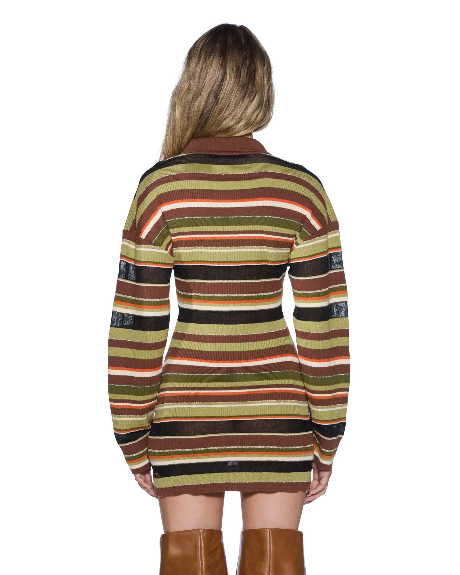 TAMRIN KNITTED LS POLO DRESS MULTI
