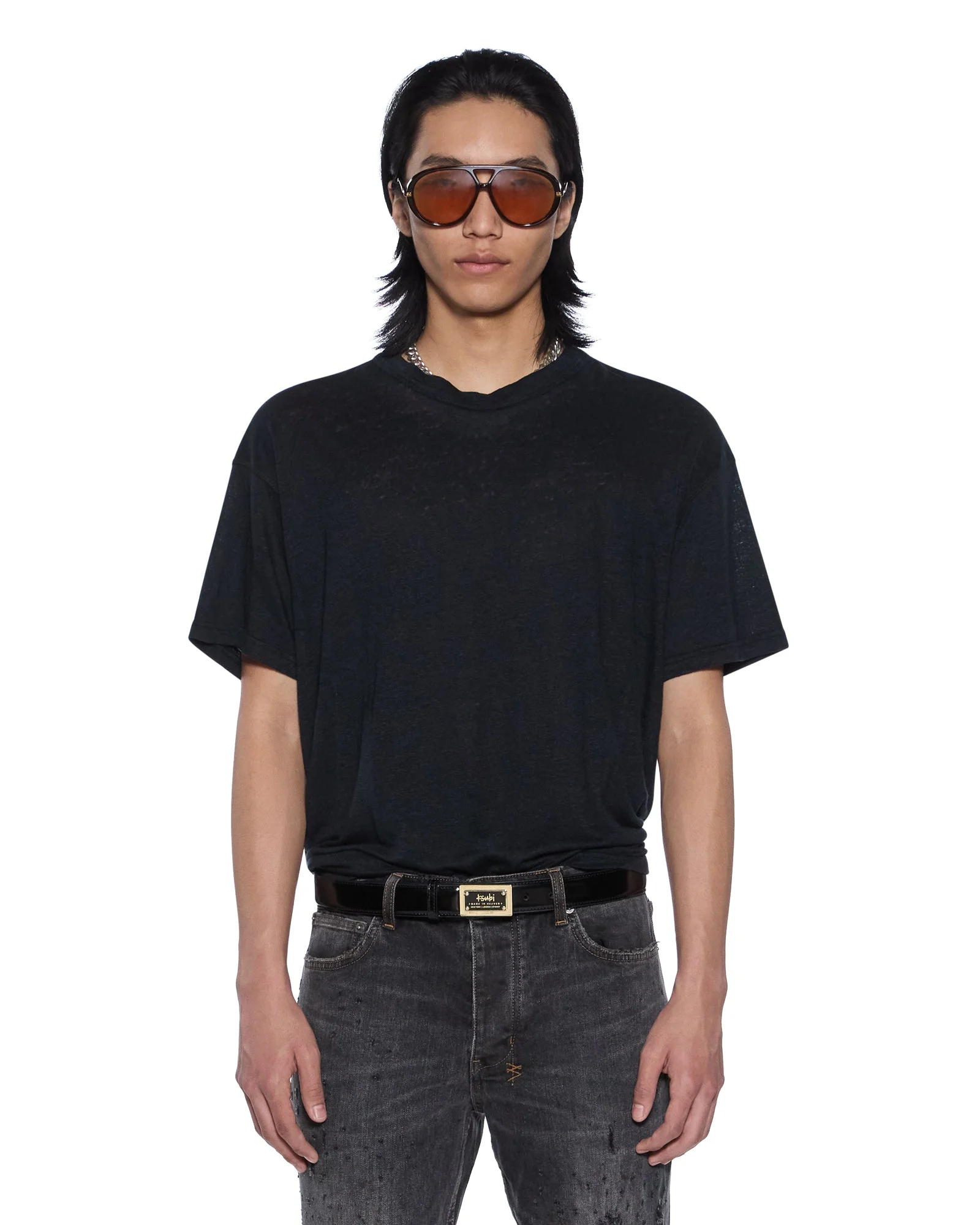 SID LINEN SS TEE JET BLACK