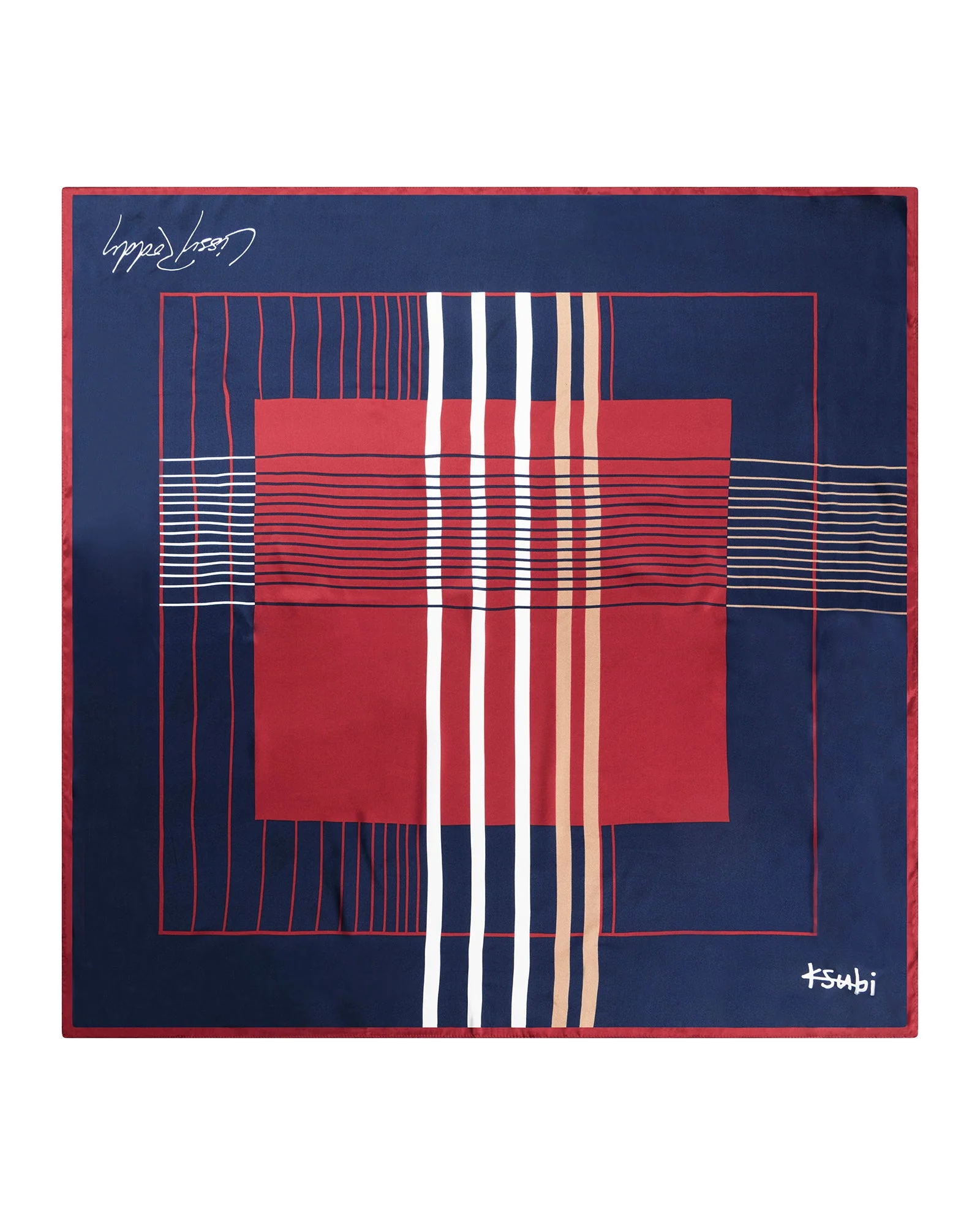 KSUBI X LISSY RODDY SILK SCARF NAVY