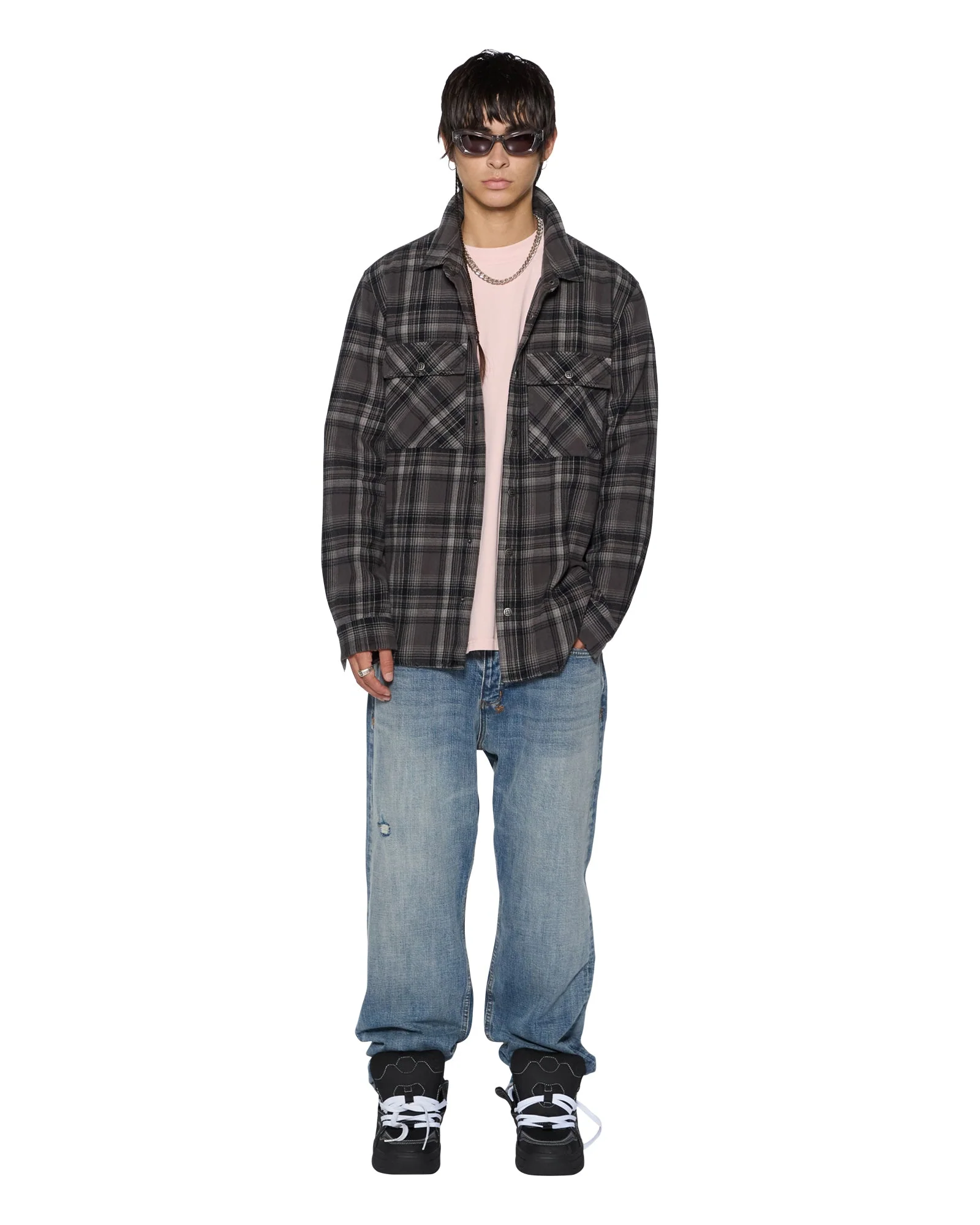 SNAKEBITE SHIRT CHECK CHARCOAL