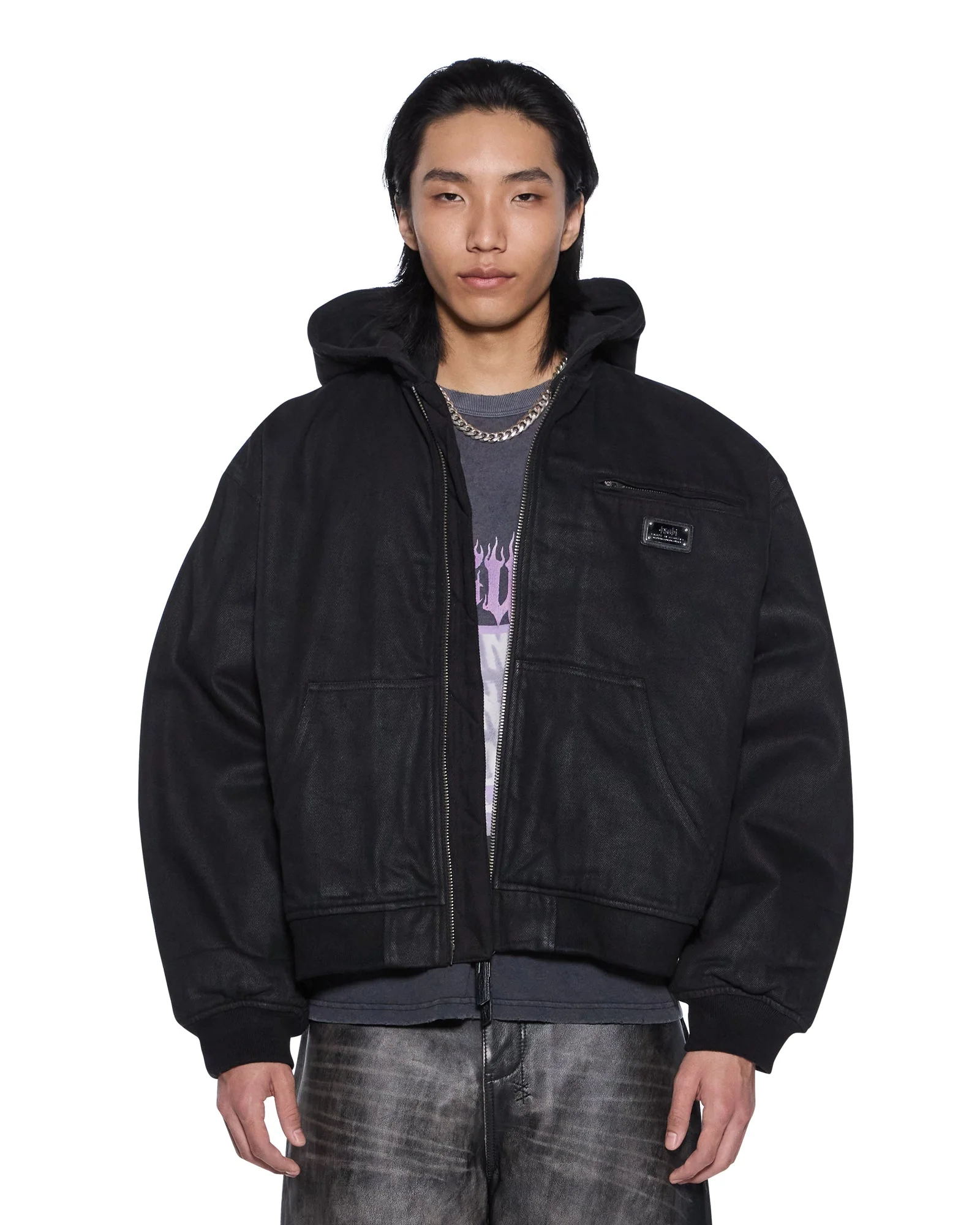 SIN CITY PLATED WAXED JACKET BLACK