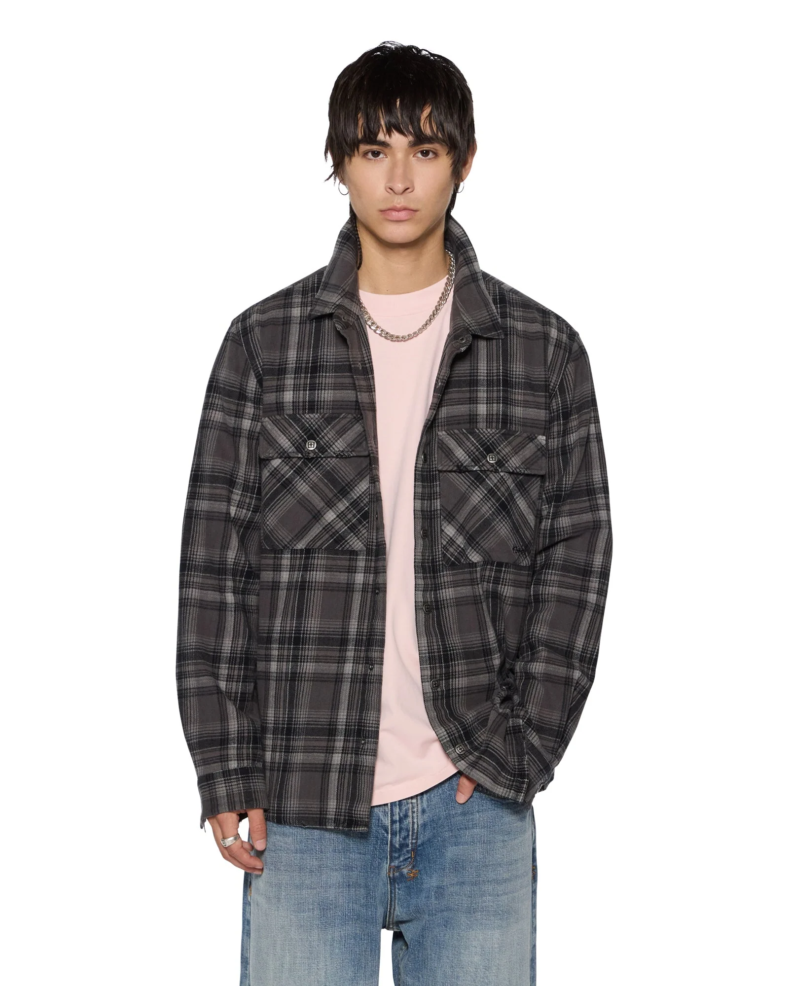 SNAKEBITE SHIRT CHECK CHARCOAL