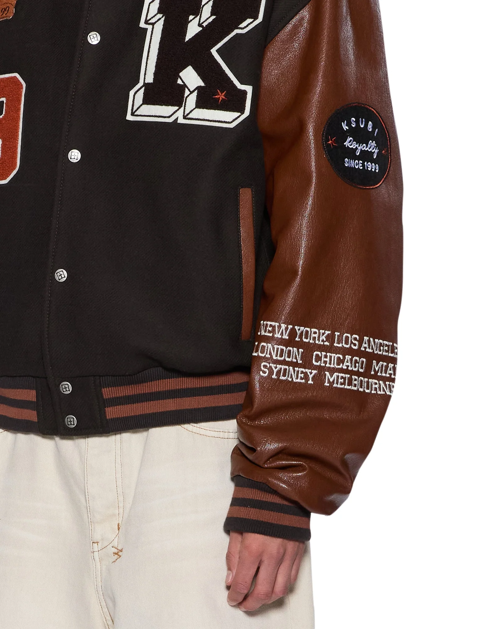 PATCHED VARSITY JACKET CHOCOLATE