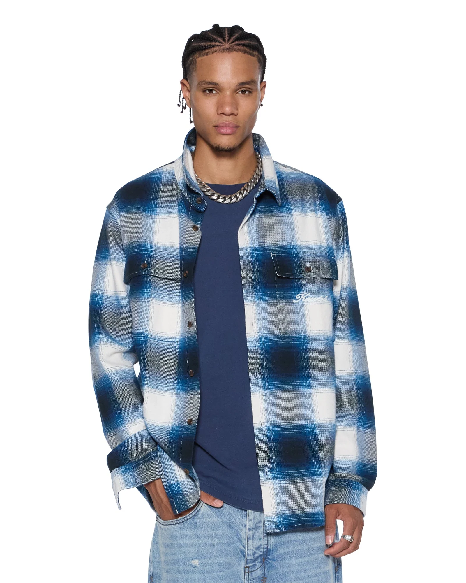 ROSEBOWL LS SHIRT SALTED BLUE