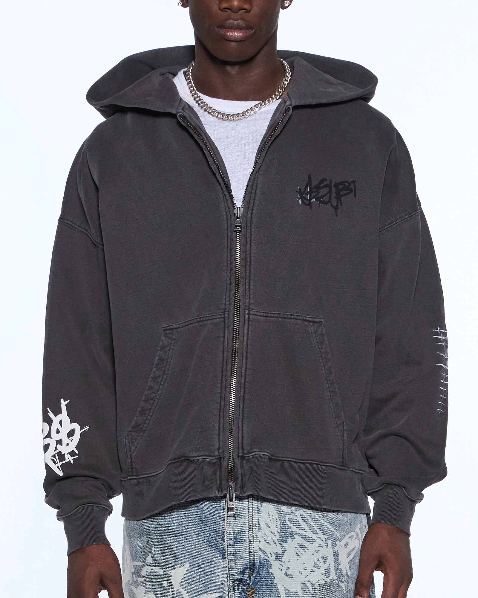 GRAFF EKCESS ZIP THRU HOODIE FADED BLACK