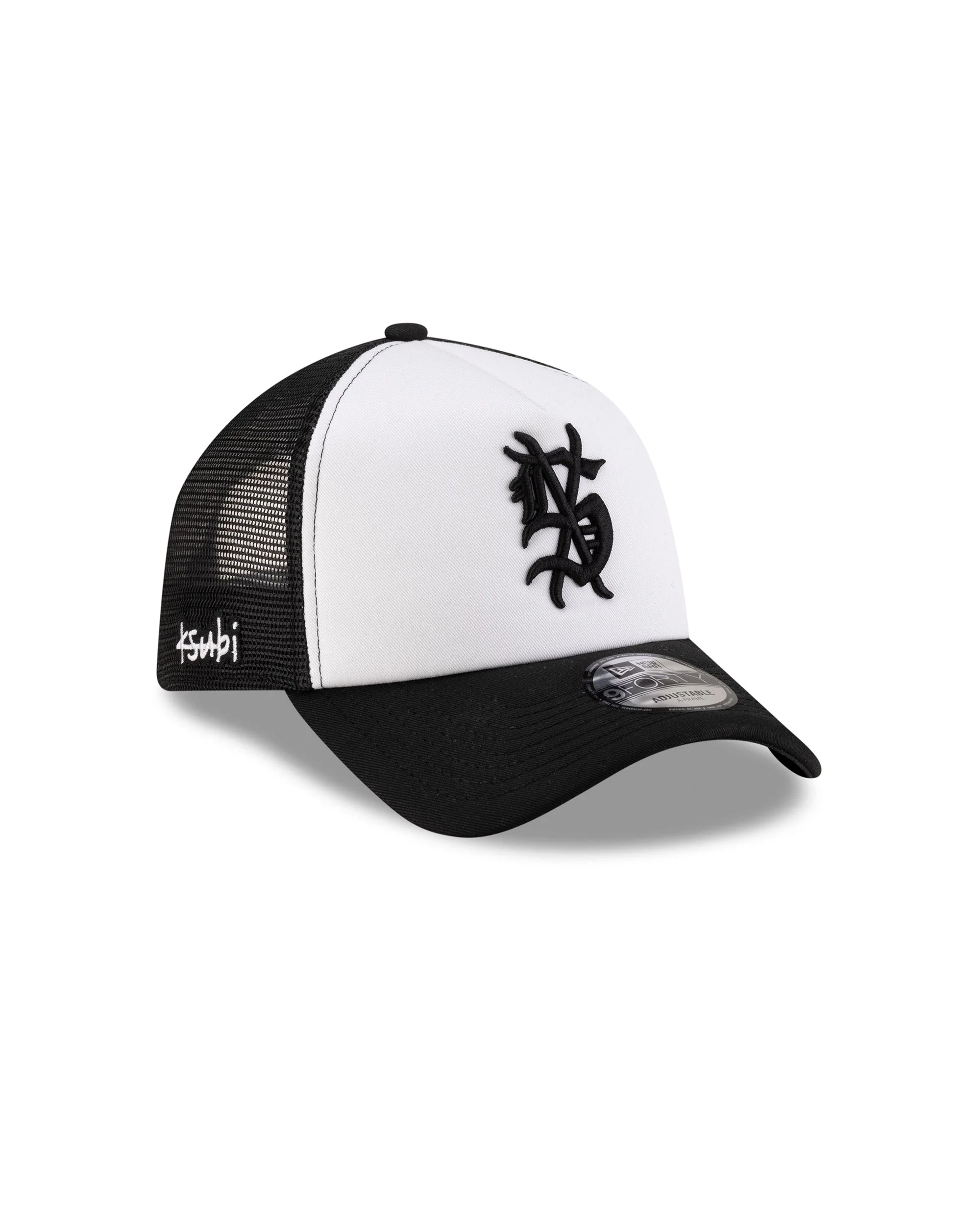 KSUBI X NEW ERA 9FORTY A-FRAME TRUCKER CAP BLACK/WHITE