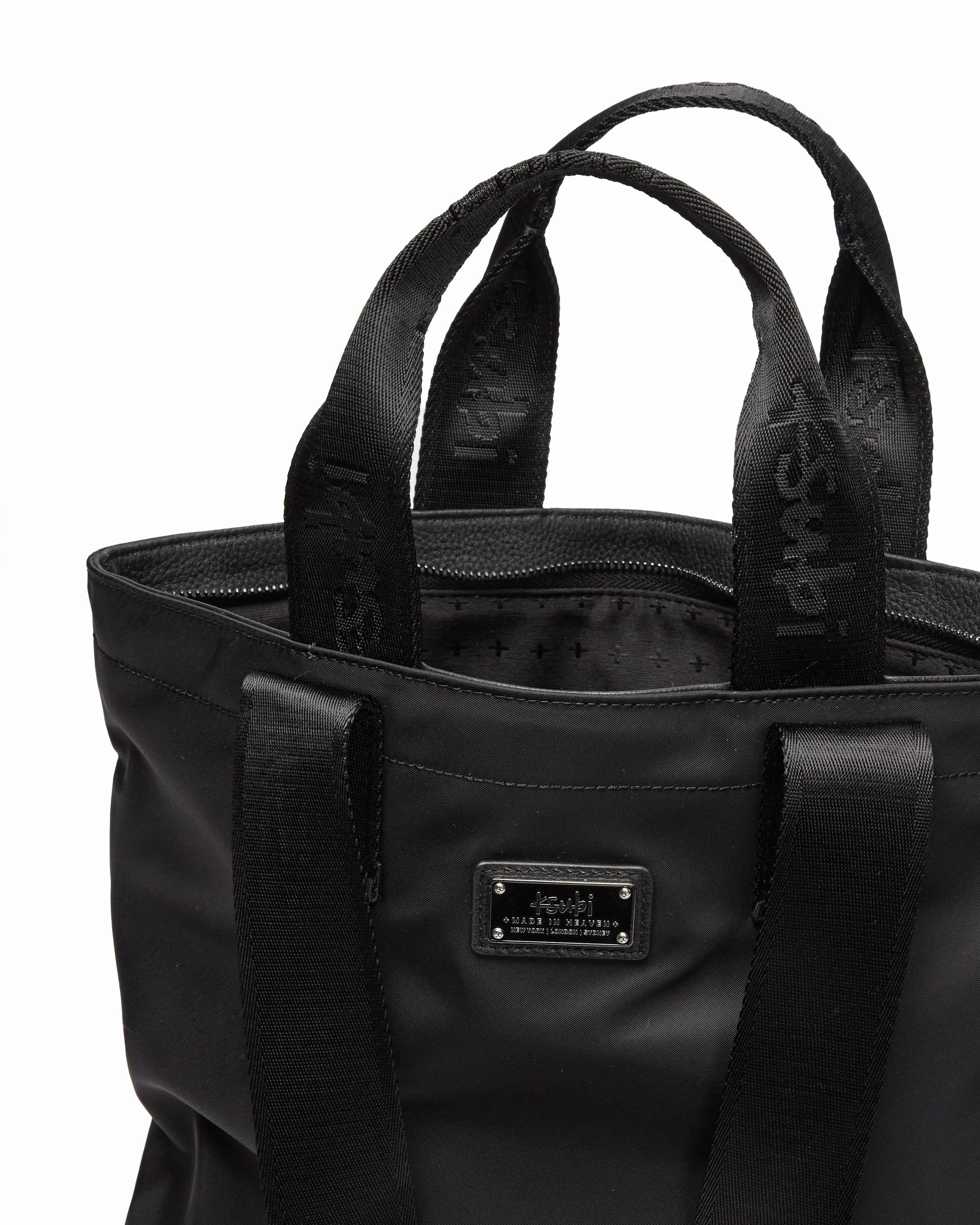 MADE IN HEAVEN NYLON LEATHER TOTE BLACK