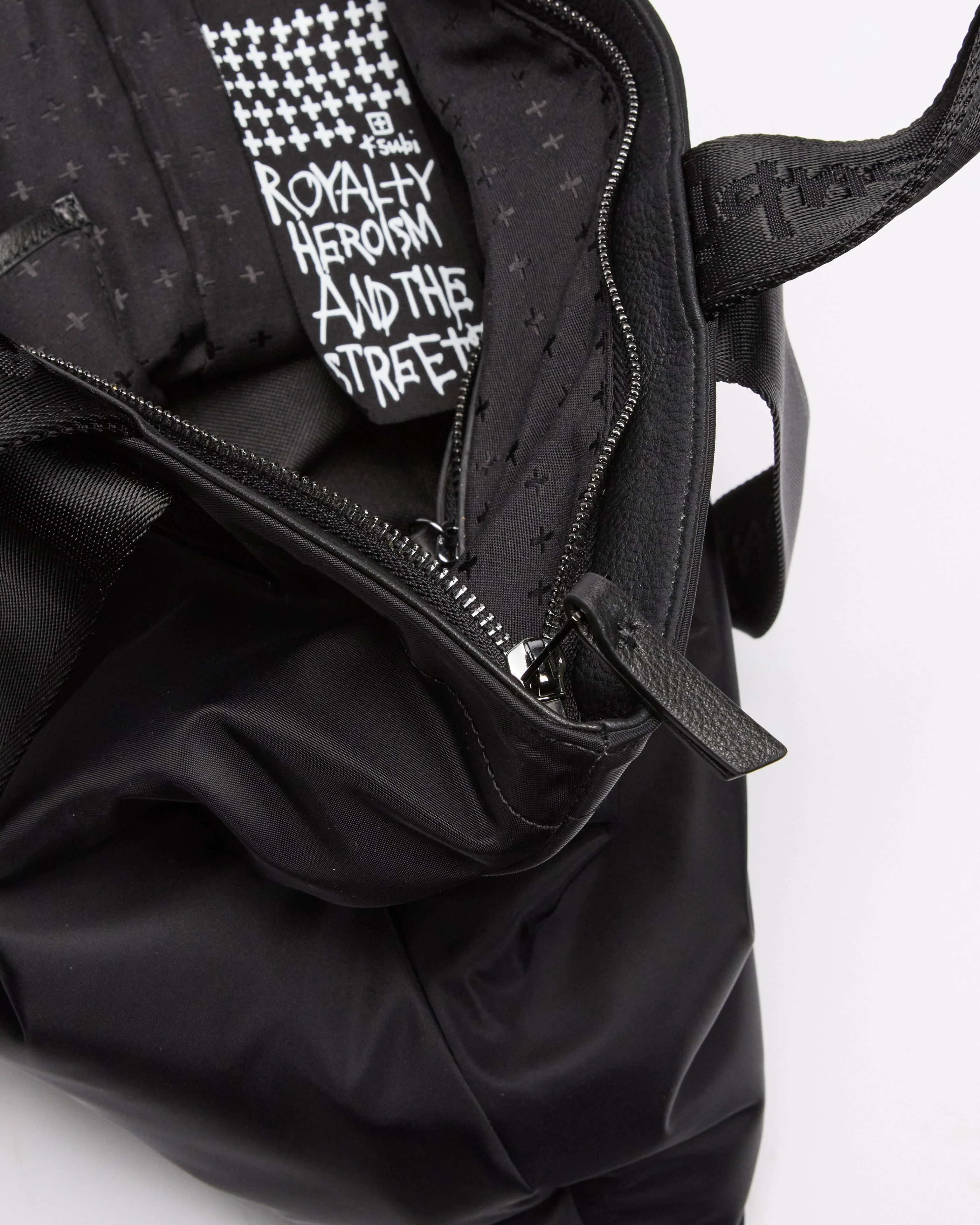 MADE IN HEAVEN NYLON LEATHER TOTE BLACK