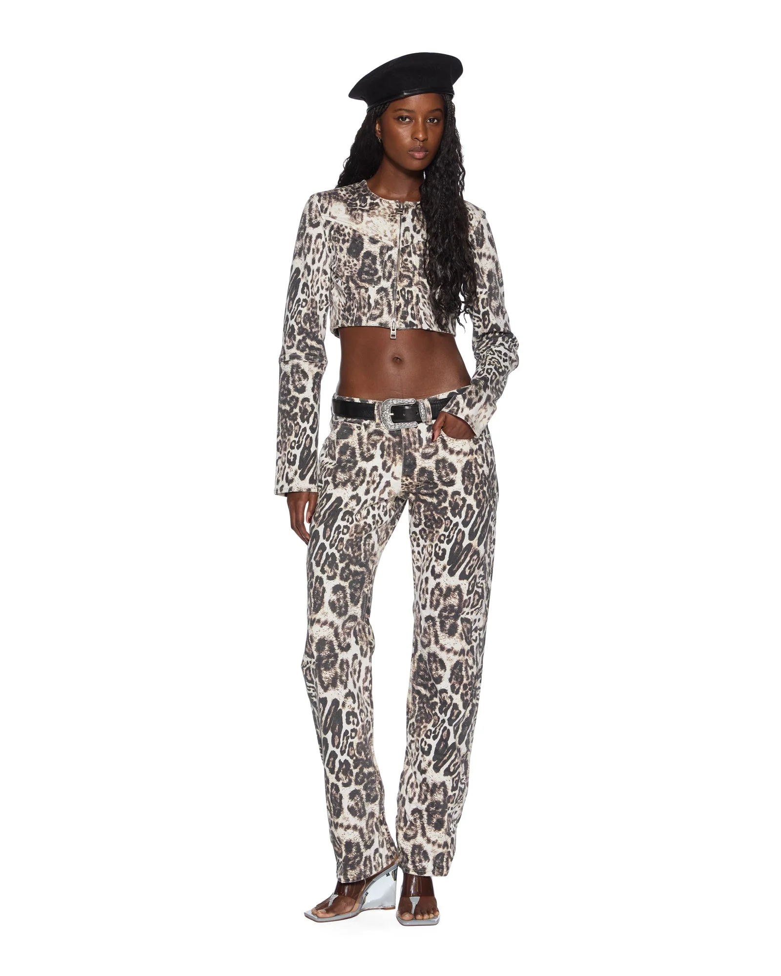 MOWALOLA CROP JACKET CHEETAH