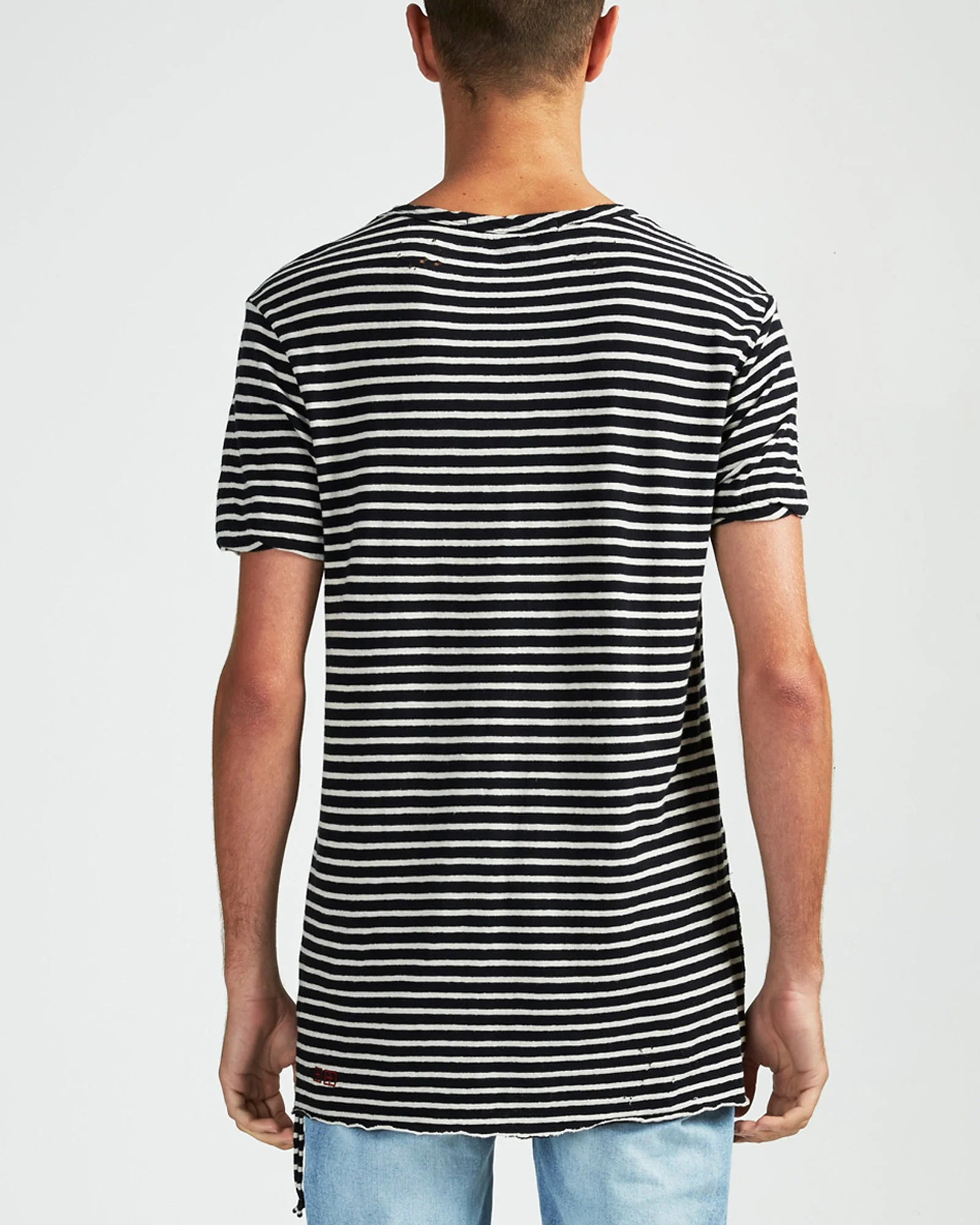 SINISTER SS TEE B&W STRIPE