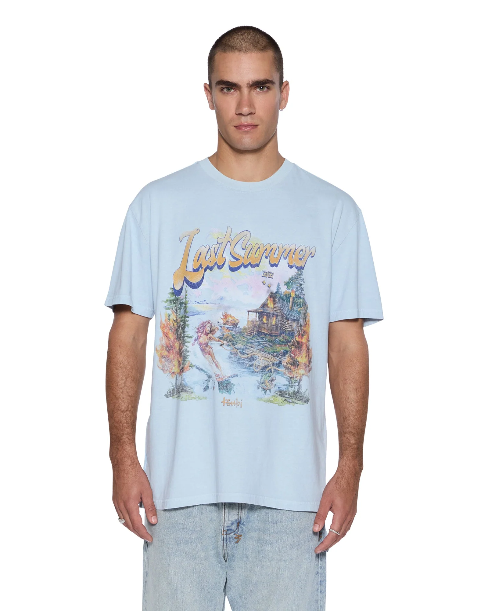 LAST SUMMER BIGGIE SS TEE BLUE MIST