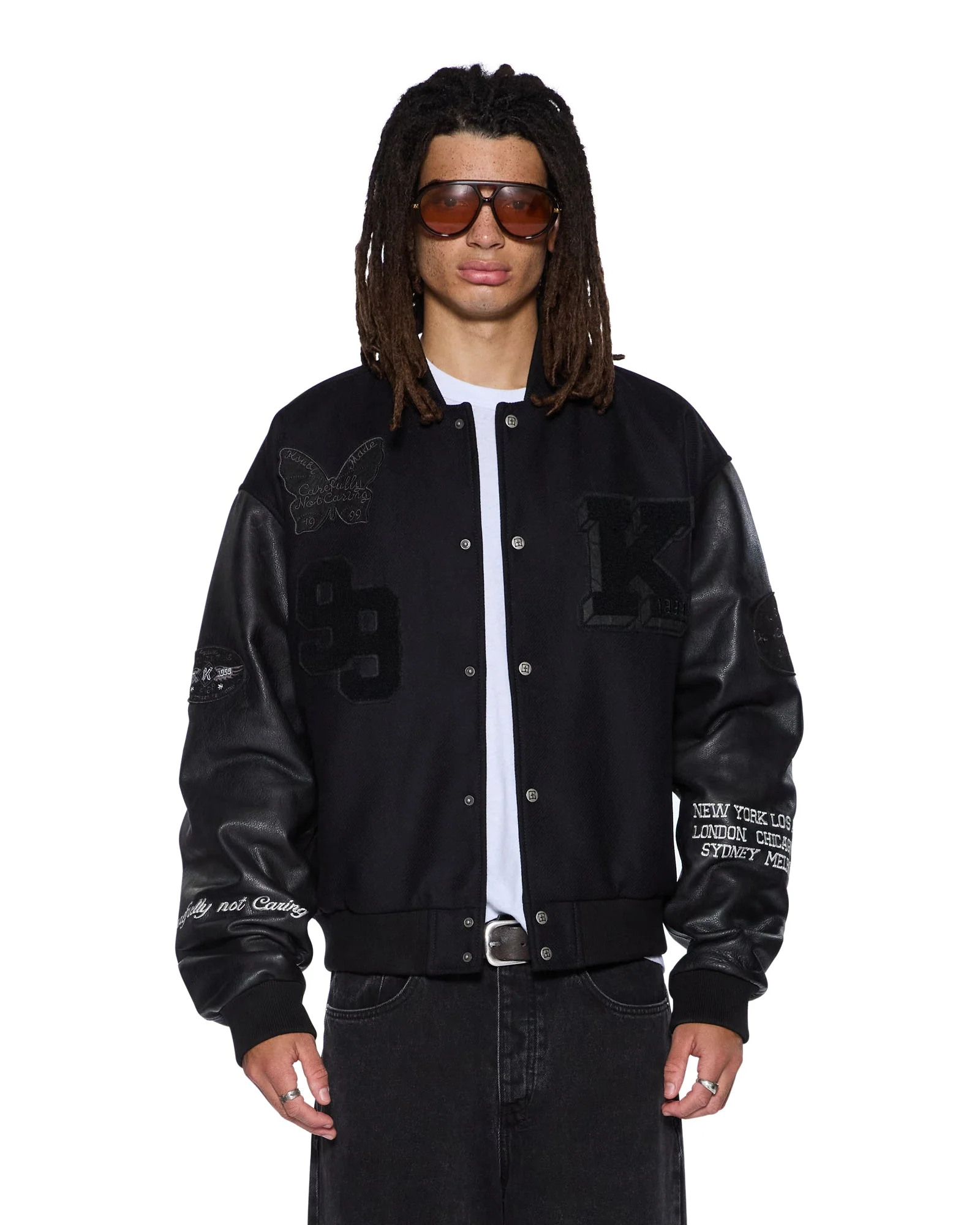 PATCHED VARSITY JACKET BLACK