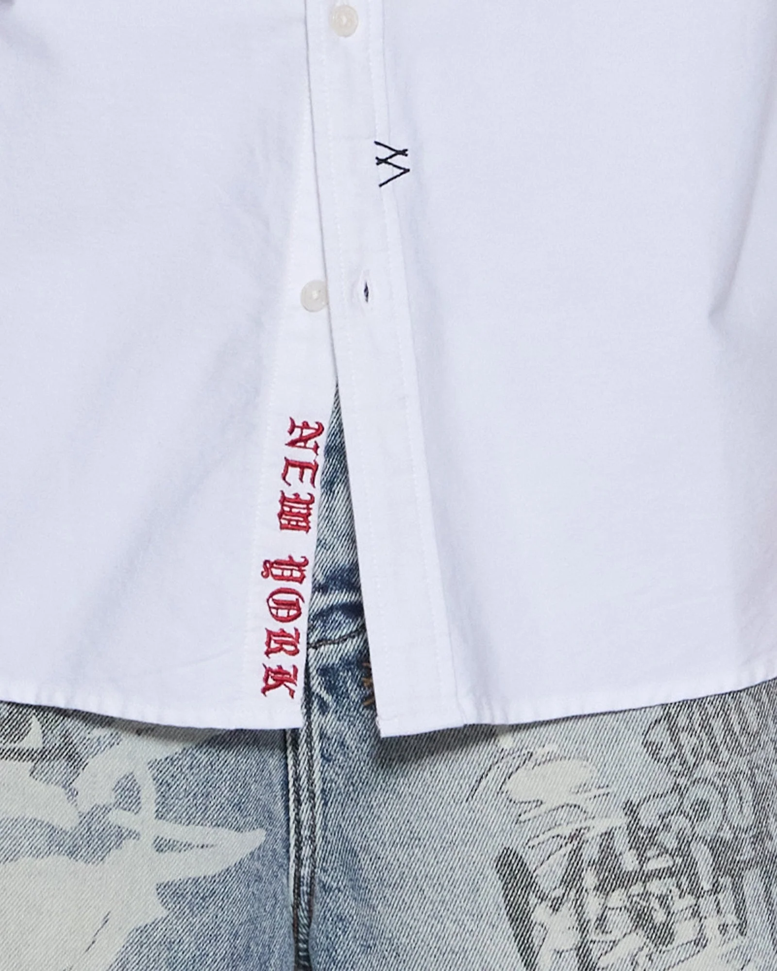 GRAFFITI ANTI BUTTON DOWN LS SHIRT WHITE