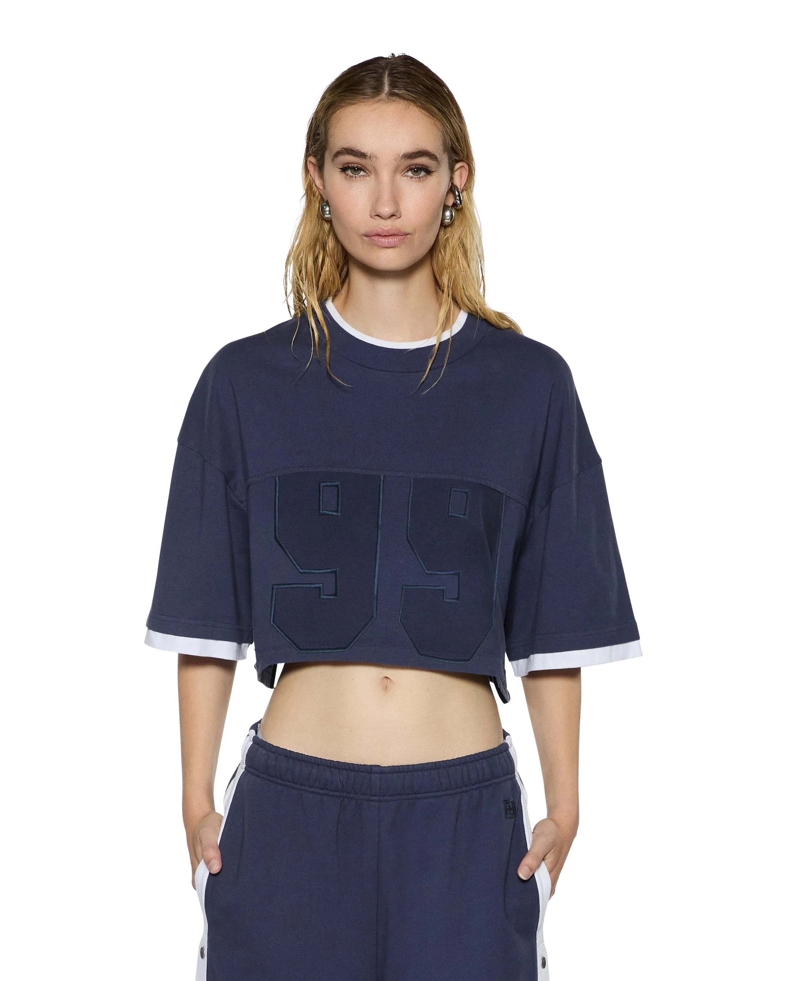 99 BOYFRIEND CROPPED SS TEE INK BLUE