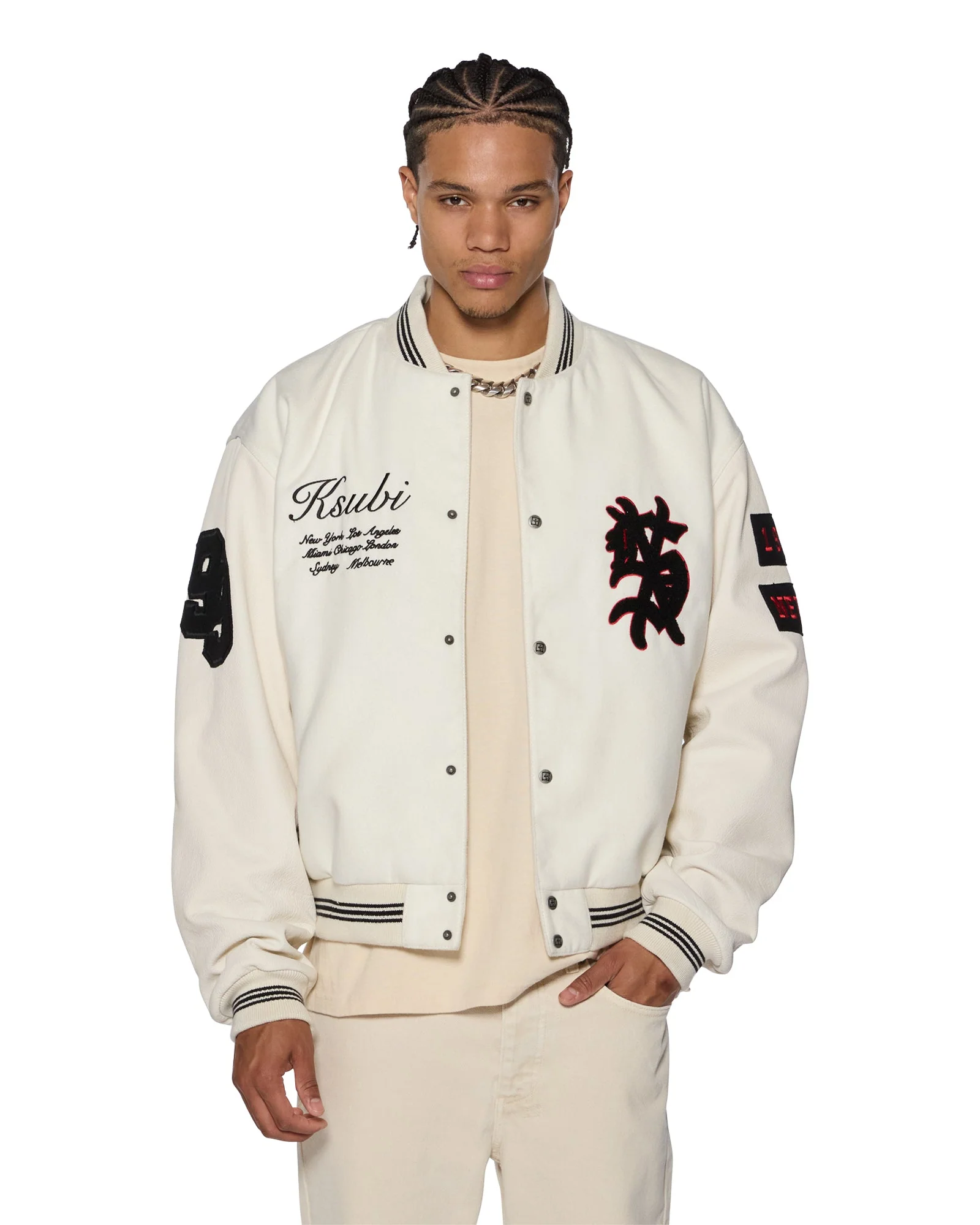 PLAYOFF VARSITY JACKET ECRU