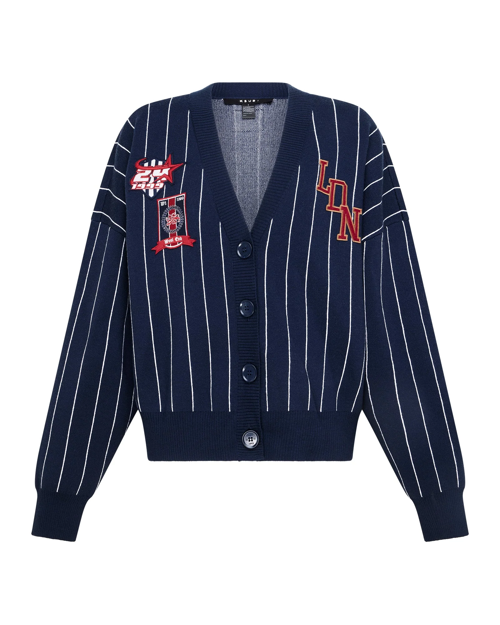 DEAN CARDIGAN NAVY PINSTRIPE