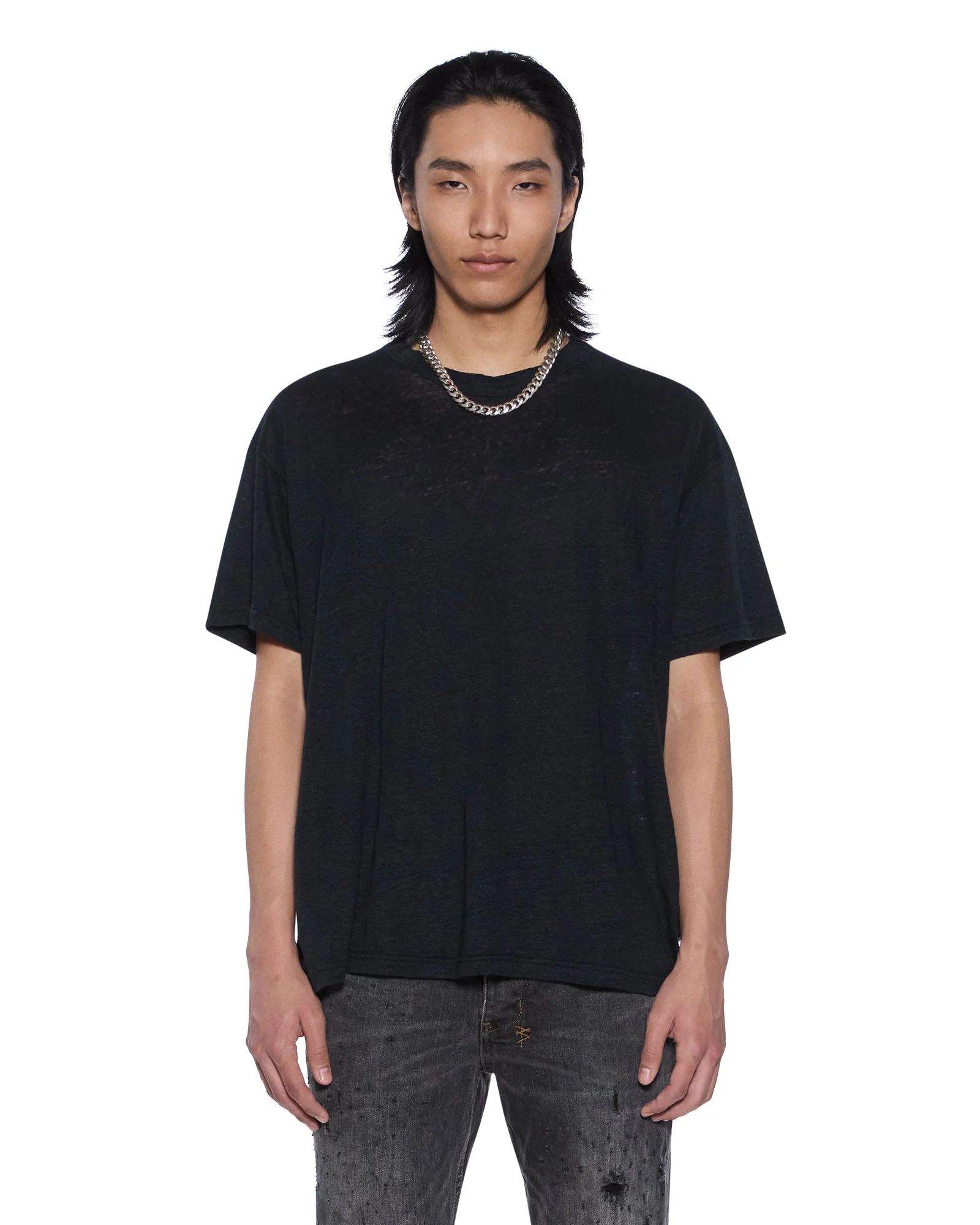 SID LINEN SS TEE JET BLACK