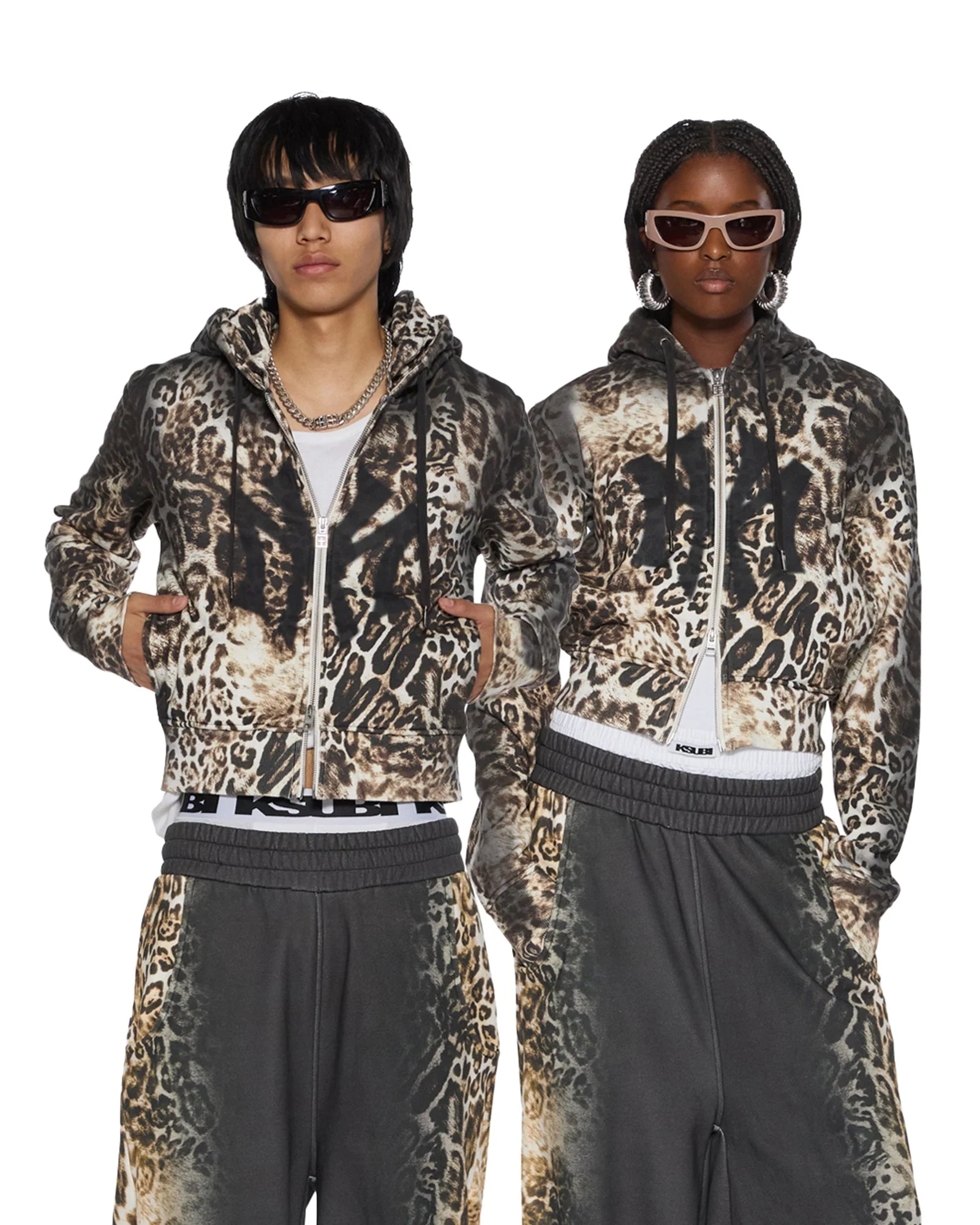 MOWALOLA ZIP HOODIE CHEETAH